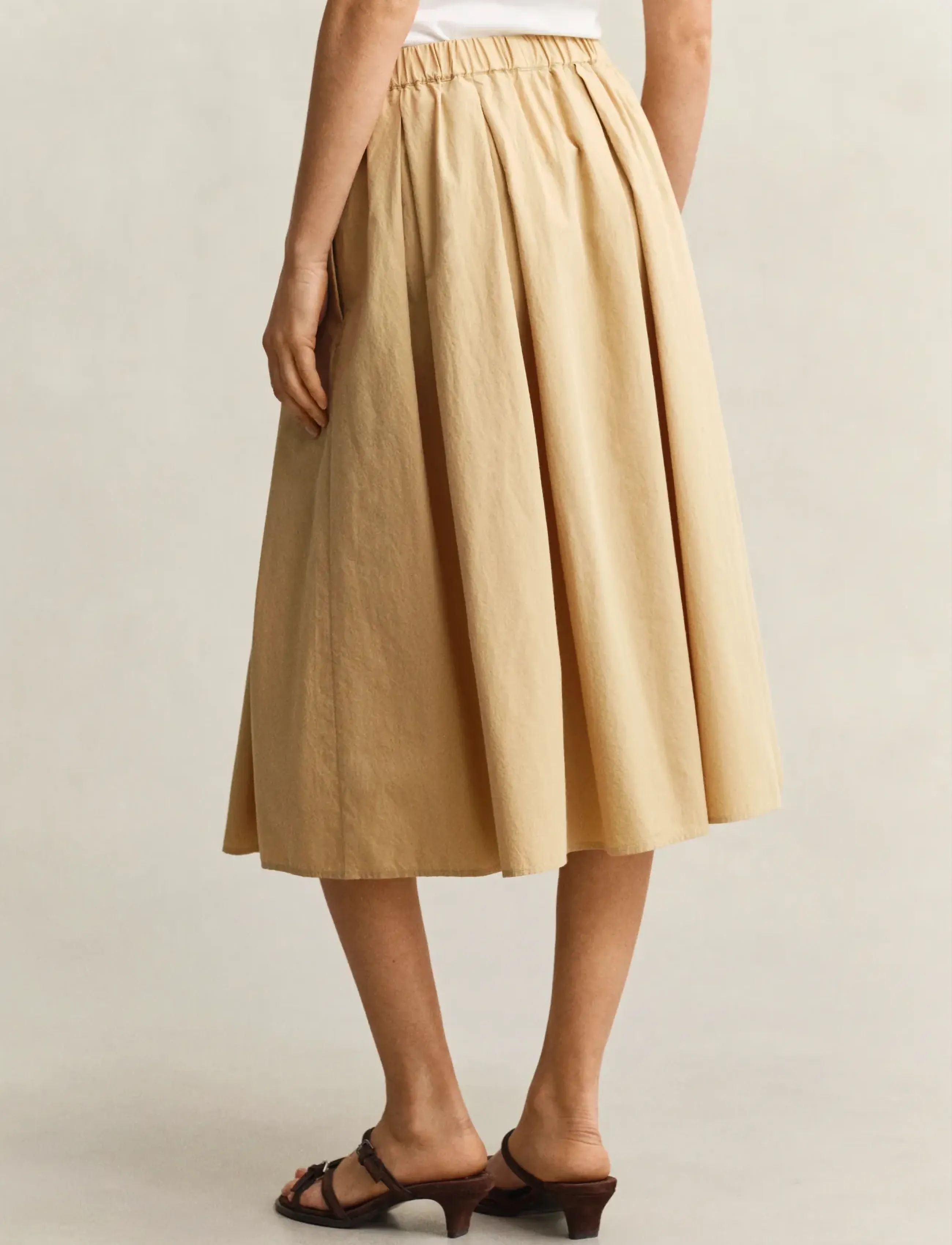 Gant - POPLIN PULL ON MIDI SKIRT - plisserade kjolar - warm beige - 2