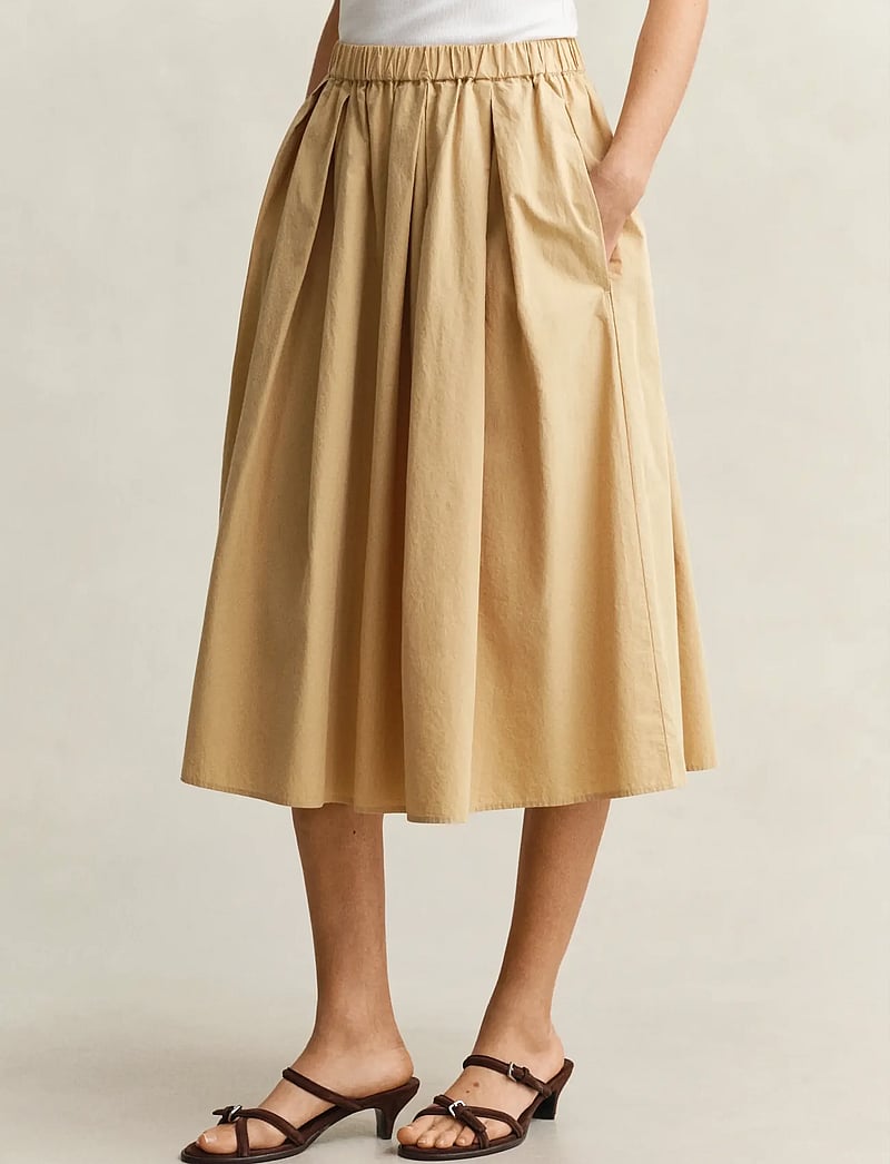 Gant - POPLIN PULL ON MIDI SKIRT - faltenröcke - warm beige - 3