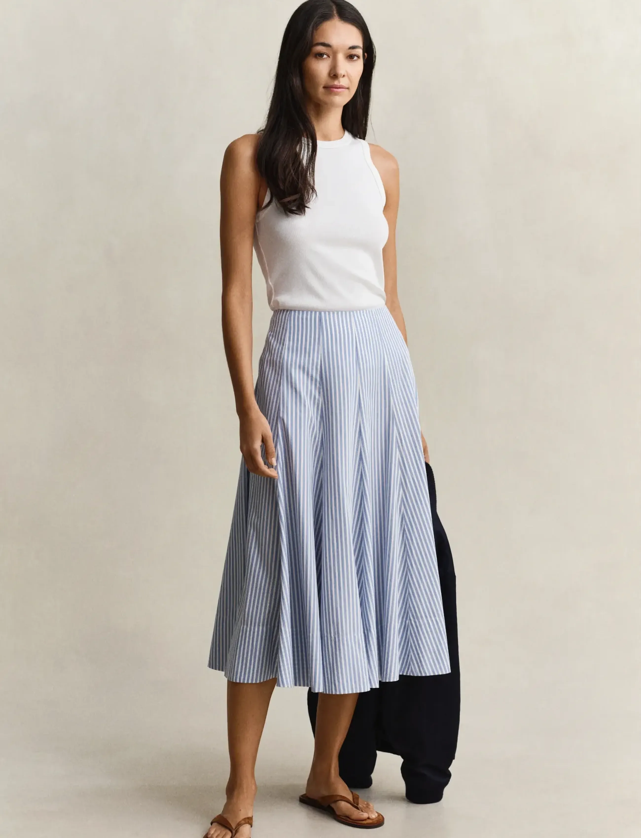 Gant STRIPE CTN PANEL MIDI SKIRT - Seelikud - HYDRANGEA BLUE / blue