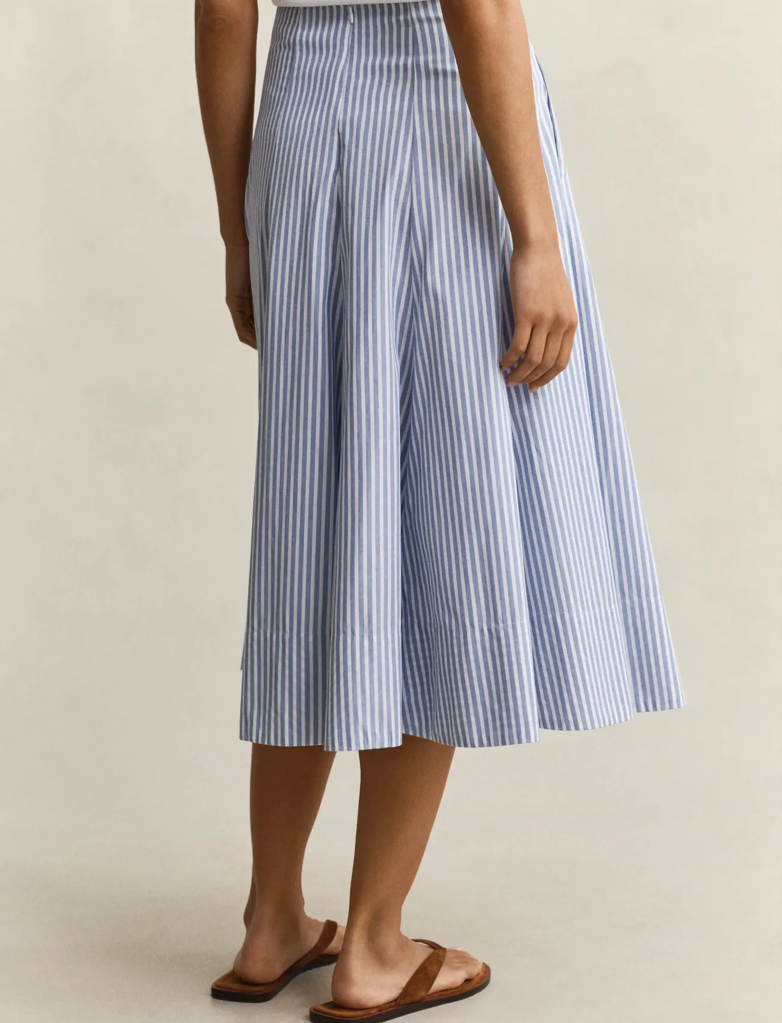 Gant - STRIPE CTN PANEL MIDI SKIRT - midi nederdele - hydrangea blue - 2