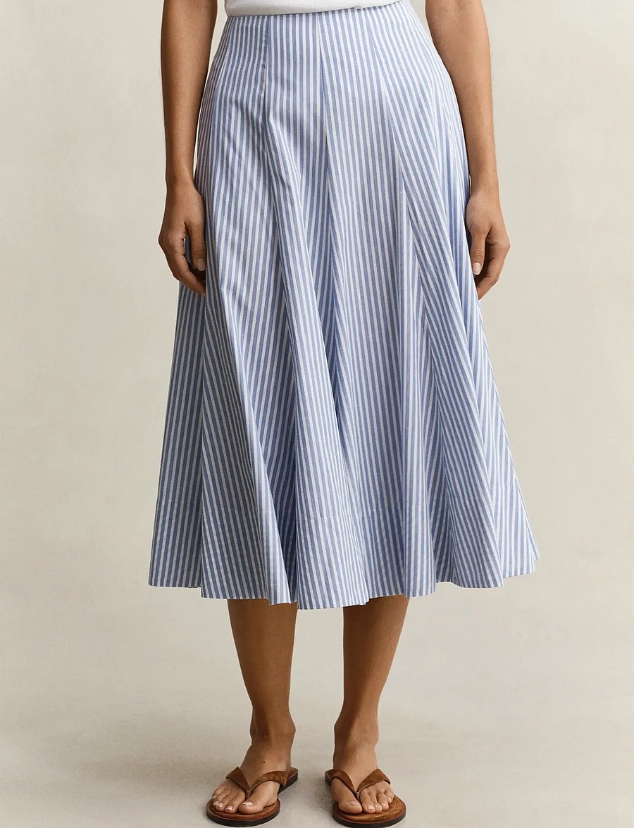 Gant - STRIPE CTN PANEL MIDI SKIRT - midi-röcke - hydrangea blue - 3
