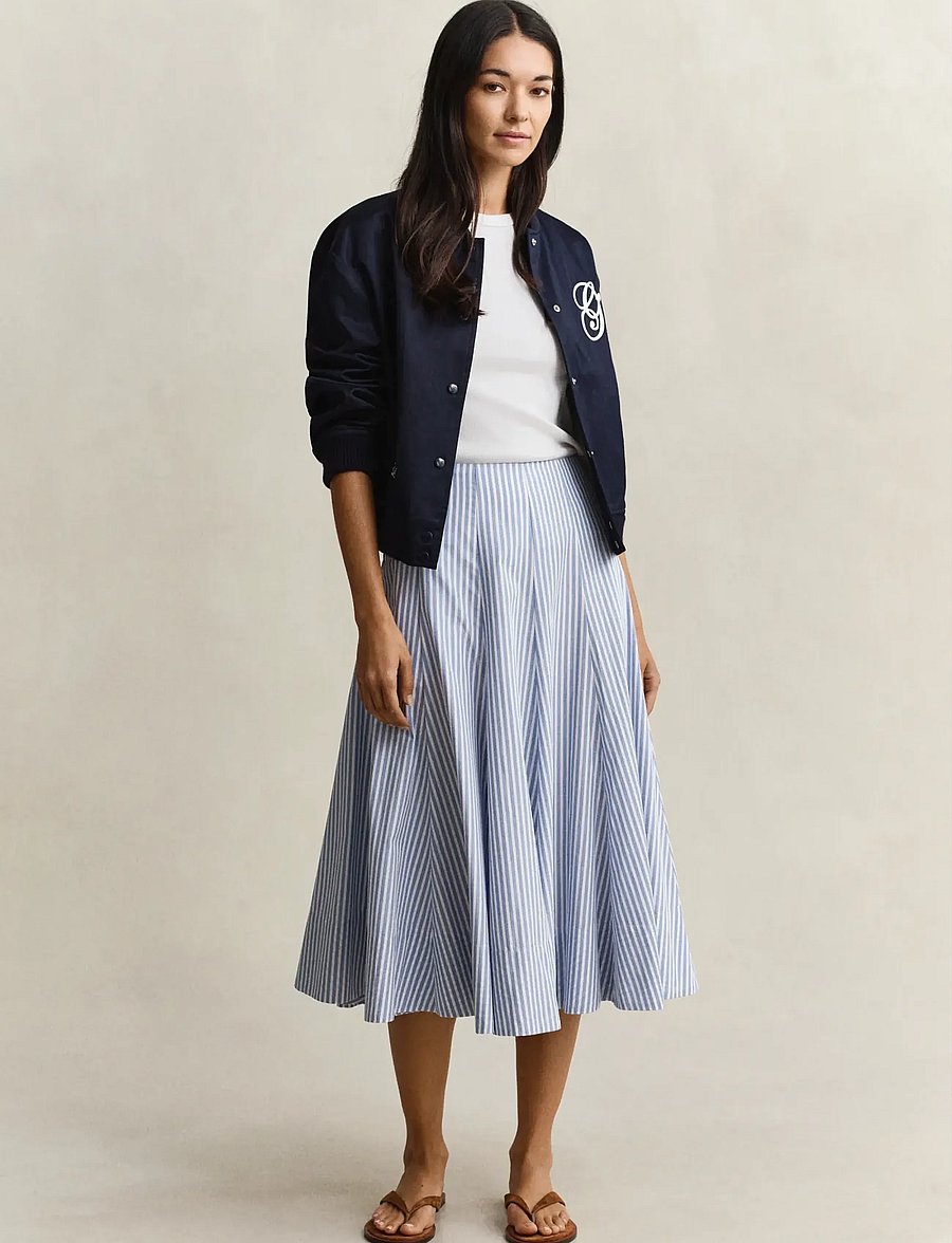 Gant - STRIPE CTN PANEL MIDI SKIRT - midi-röcke - hydrangea blue - 4