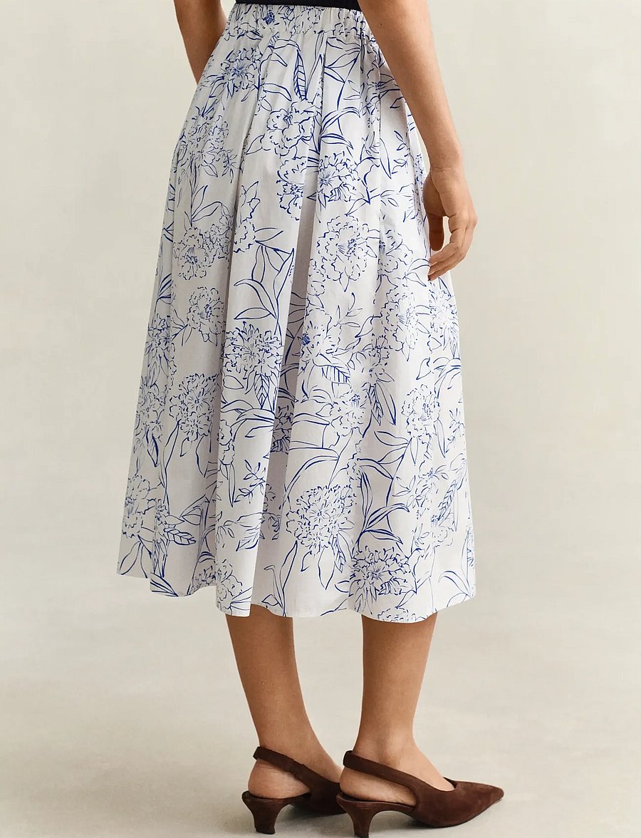 Gant - FLORAL PRINT PULL ON SKIRT - jupes midi - white - 2
