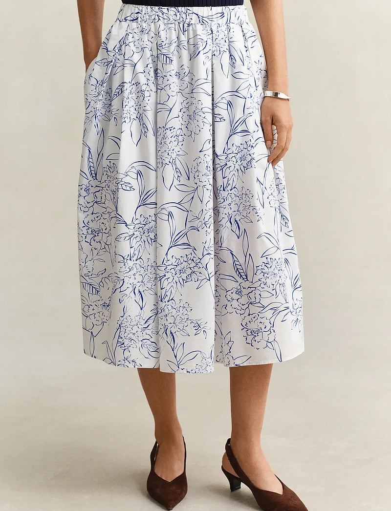 GANT - FLORAL PRINT PULL ON SKIRT - midiseelikud - white - 3