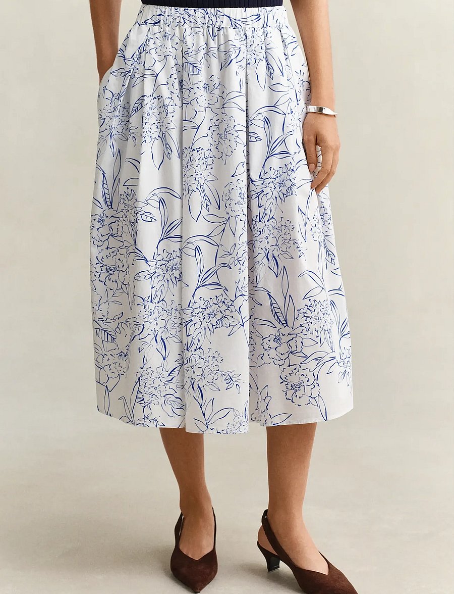 Gant - FLORAL PRINT PULL ON SKIRT - jupes midi - white - 3