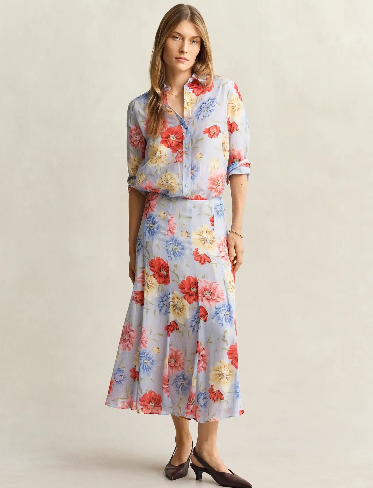 FLORAL PRINT PANEL SKIRT