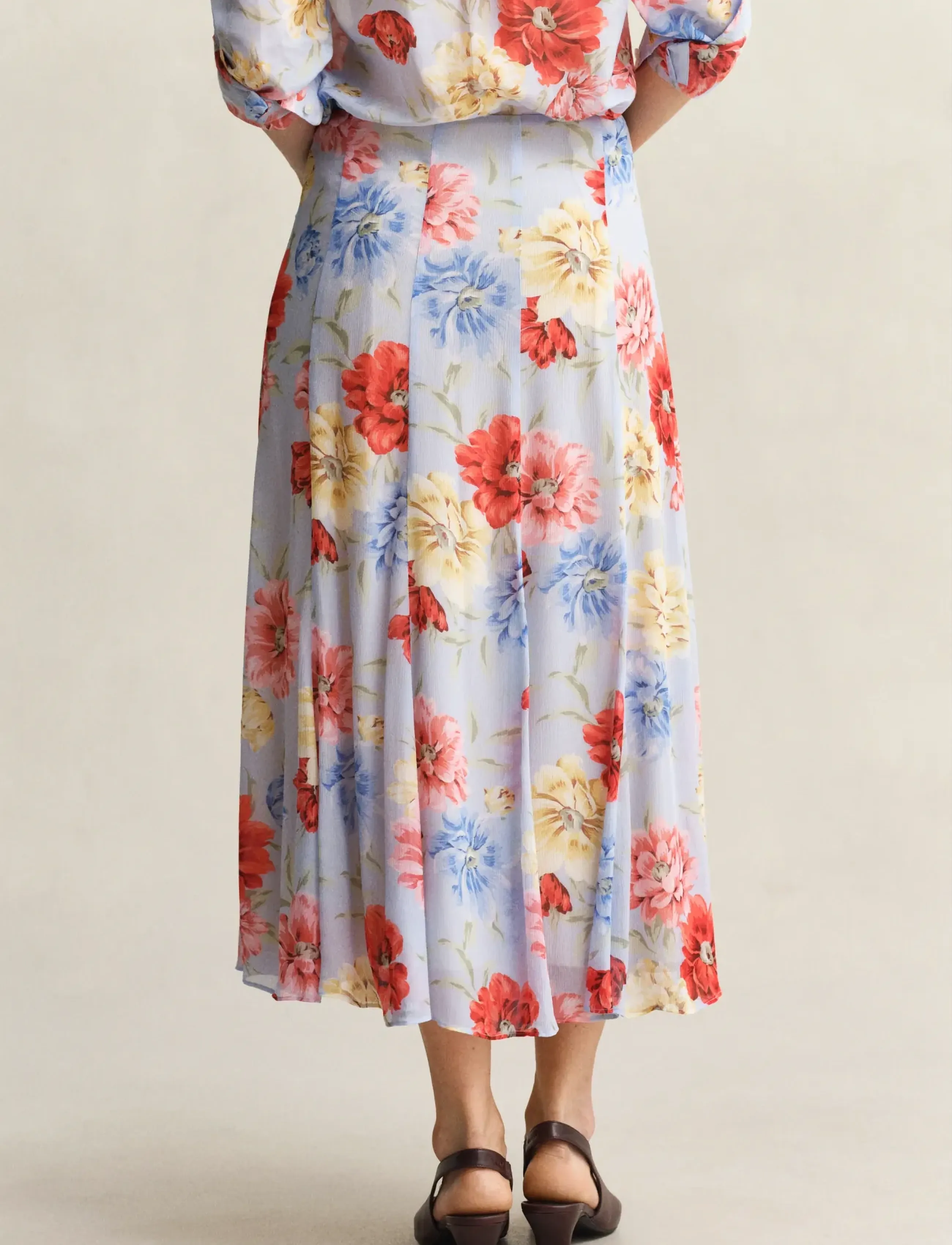 Gant - FLORAL PRINT PANEL SKIRT - midi nederdele - light blue - 2