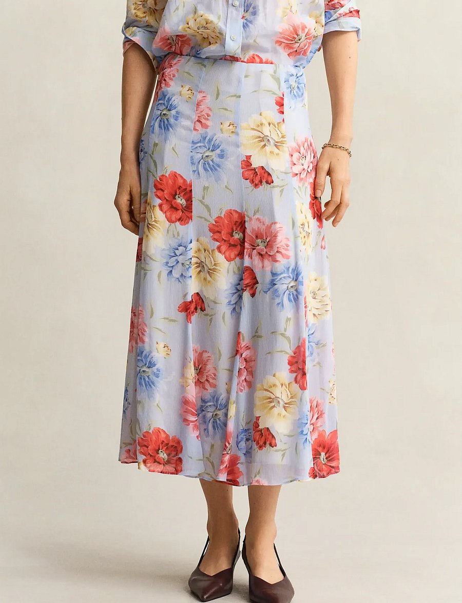 Gant - FLORAL PRINT PANEL SKIRT - midi-röcke - light blue - 3