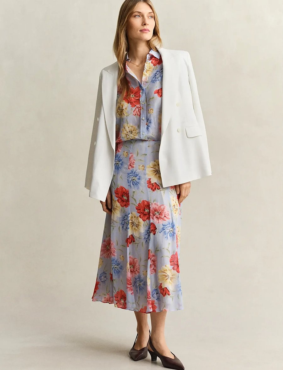 Gant - FLORAL PRINT PANEL SKIRT - midi-röcke - light blue - 4