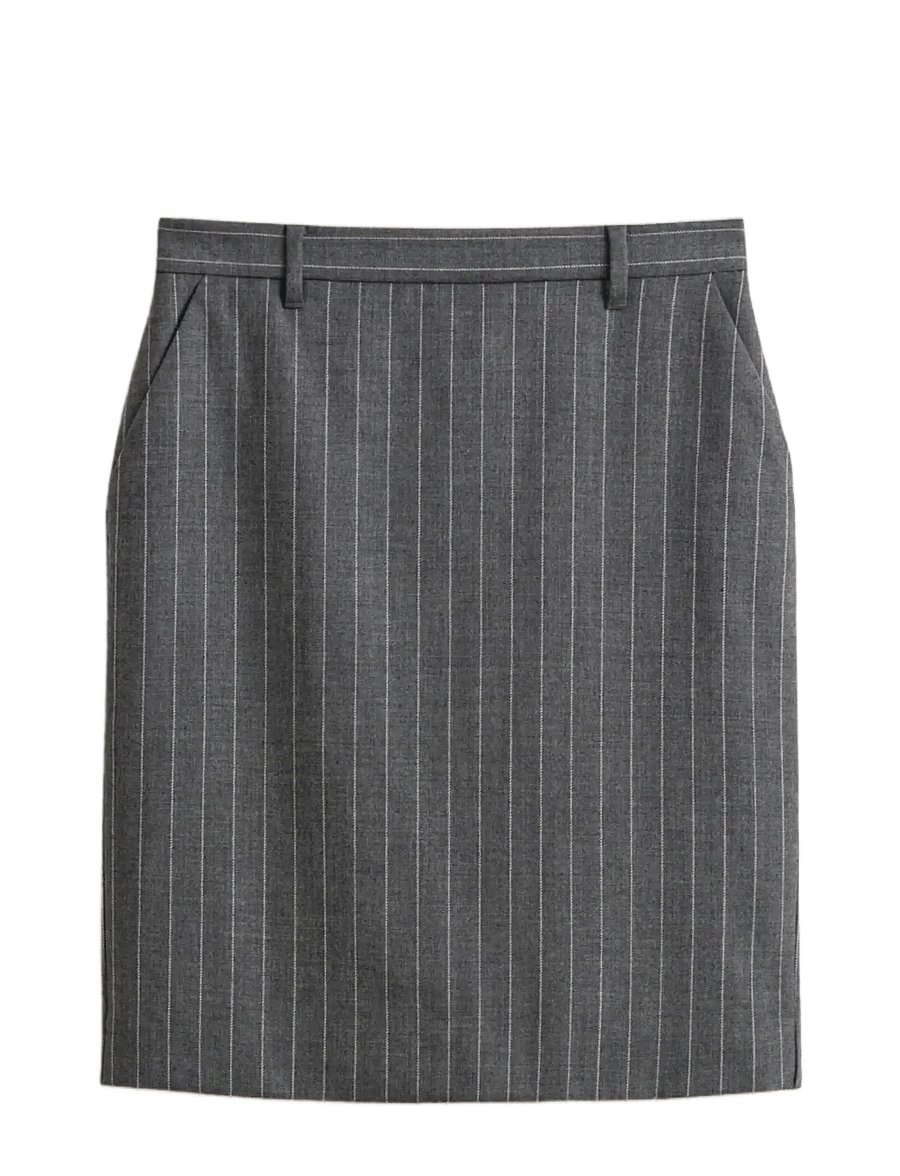 Gant - PINSTRIPE WOOL PENCIL SKIRT - pencil skirts - charcoal melange - 0
