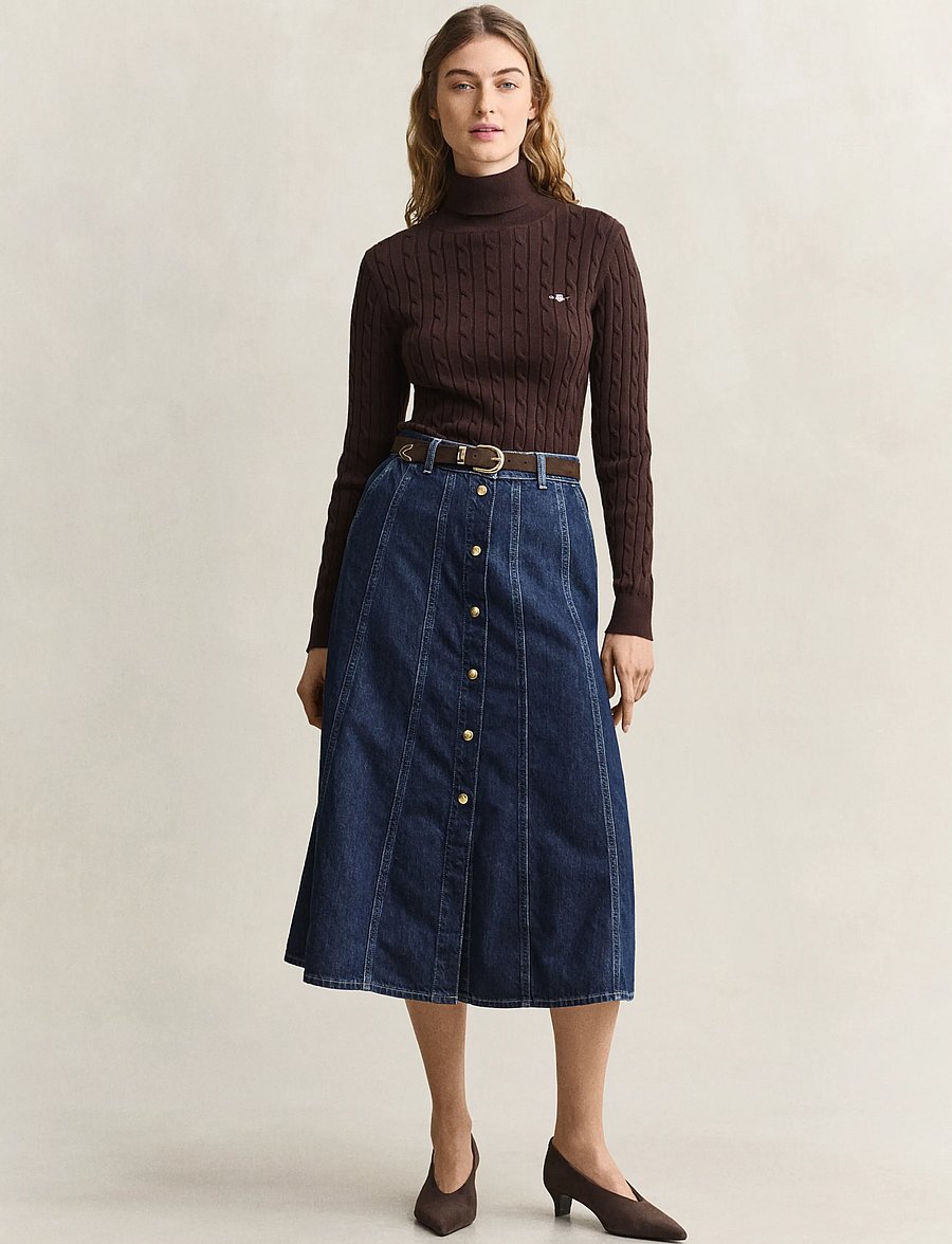 Gant - FLARED DENIM SKIRT - jeansröcke - dark blue worn in - 0