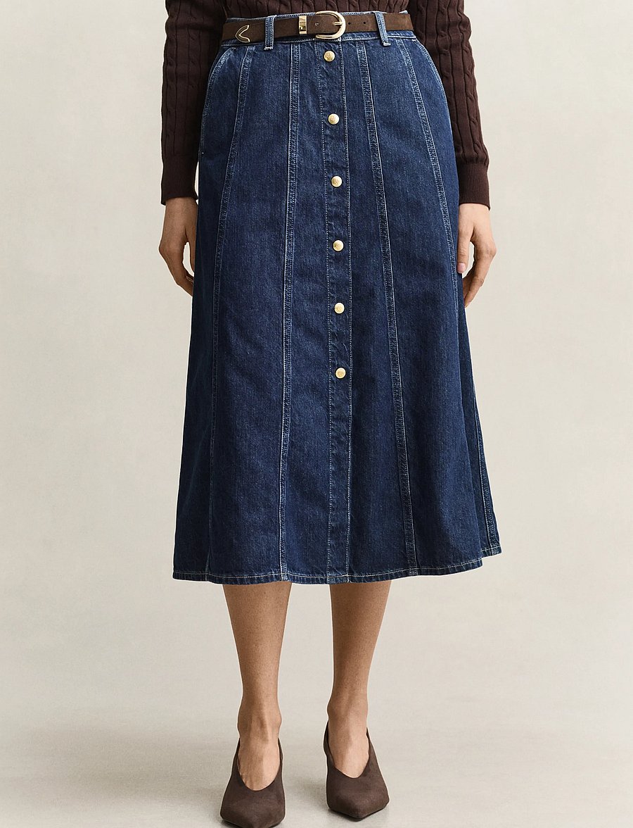 Gant - FLARED DENIM SKIRT - jeansröcke - dark blue worn in - 4