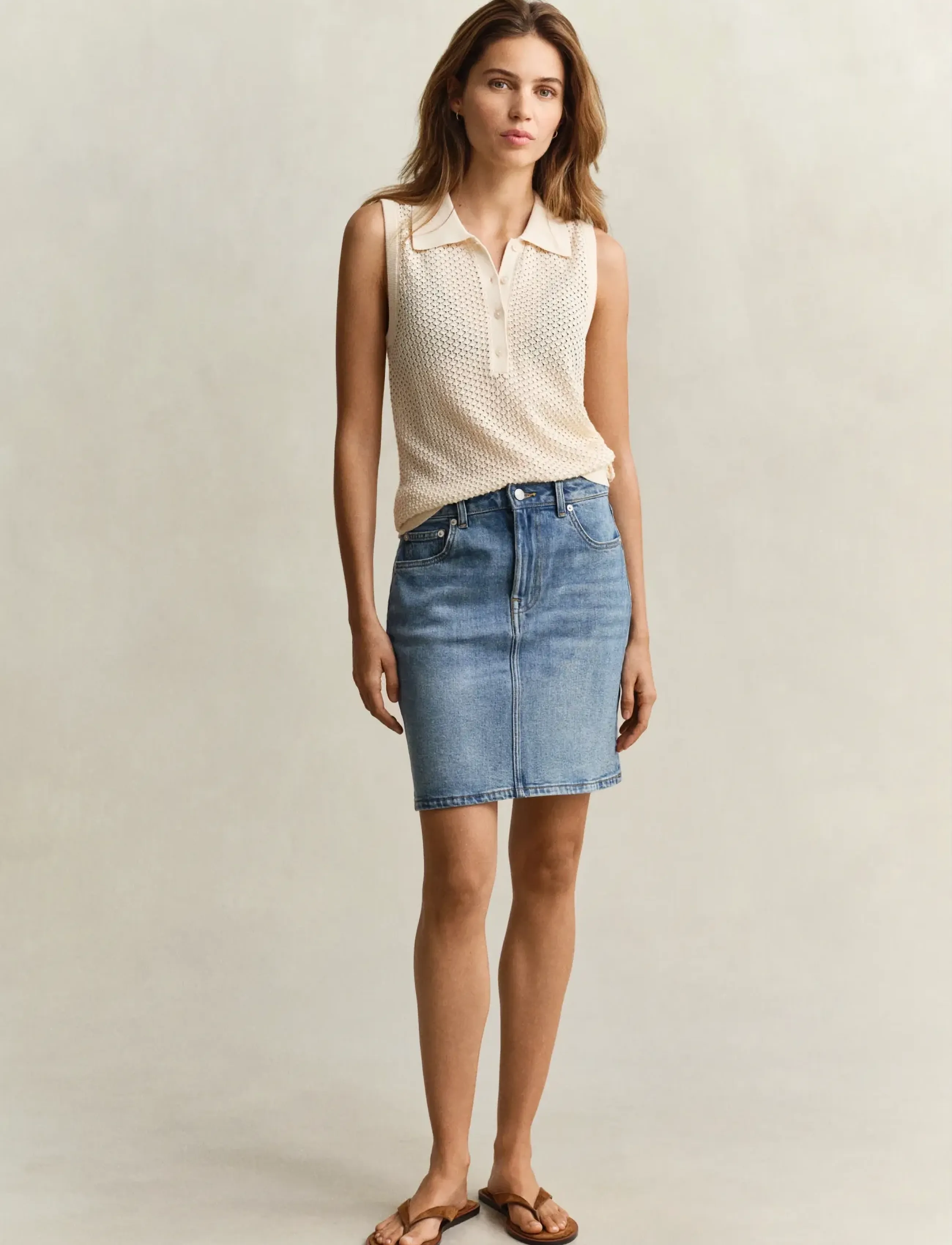 GANT DENIM SHORT SKIRT - Jeanskjolar - SEMI LIGHT BLUE BROKEN IN / blue
