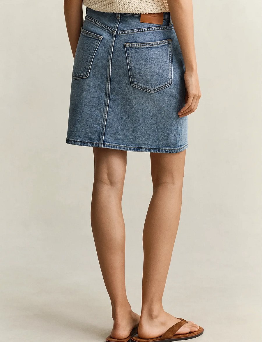 Gant - DENIM SHORT SKIRT - jupes en jeans - semi light blue broken in - 2