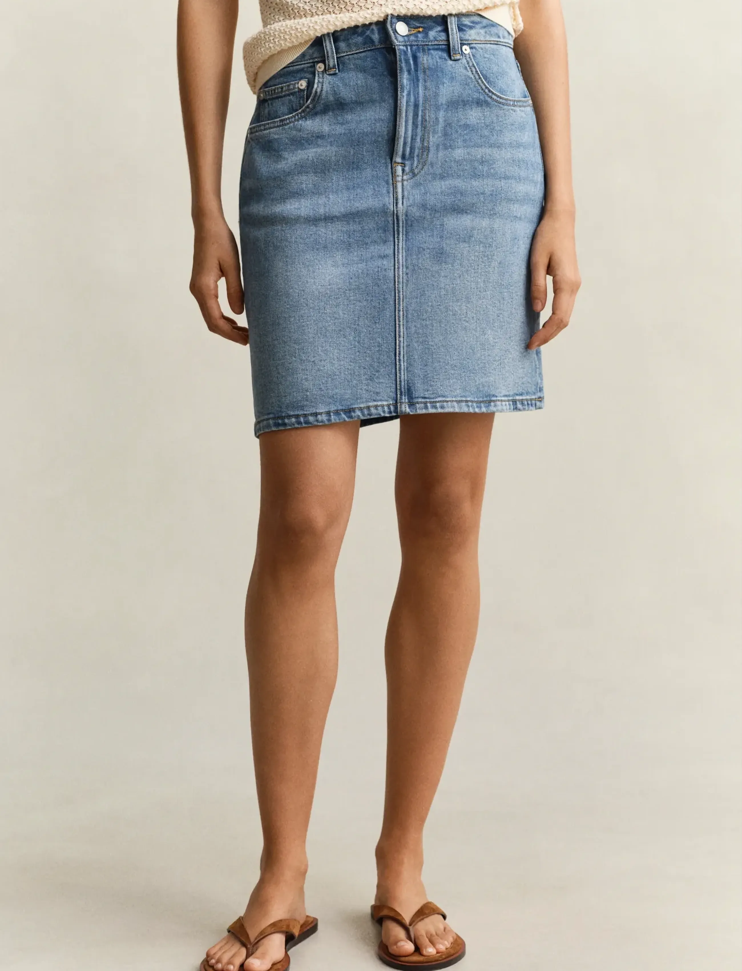 Gant - DENIM SHORT SKIRT - jupes en jeans - semi light blue broken in - 3