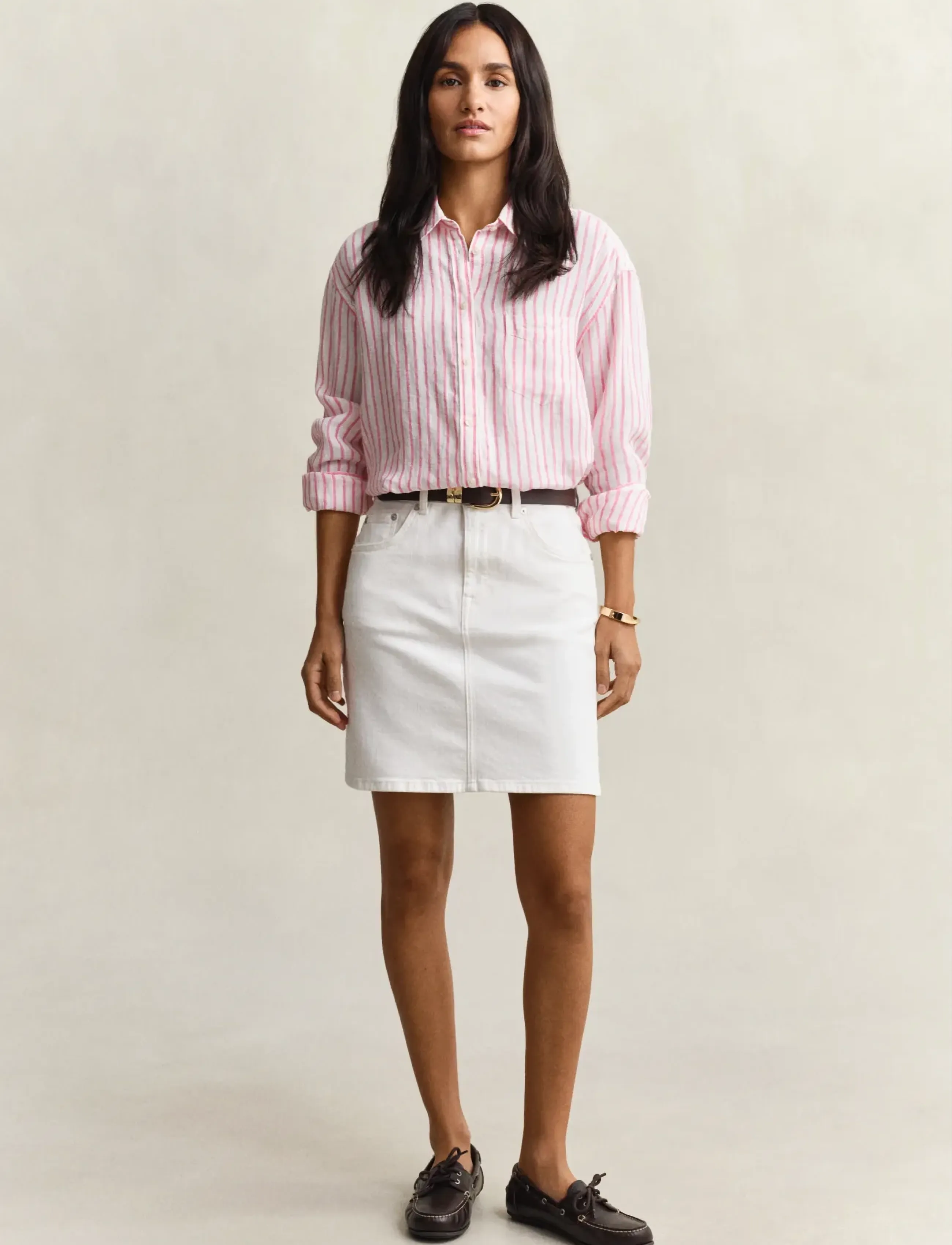 GANT DENIM SHORT SKIRT - Korte nederdele - EGGSHELL / white