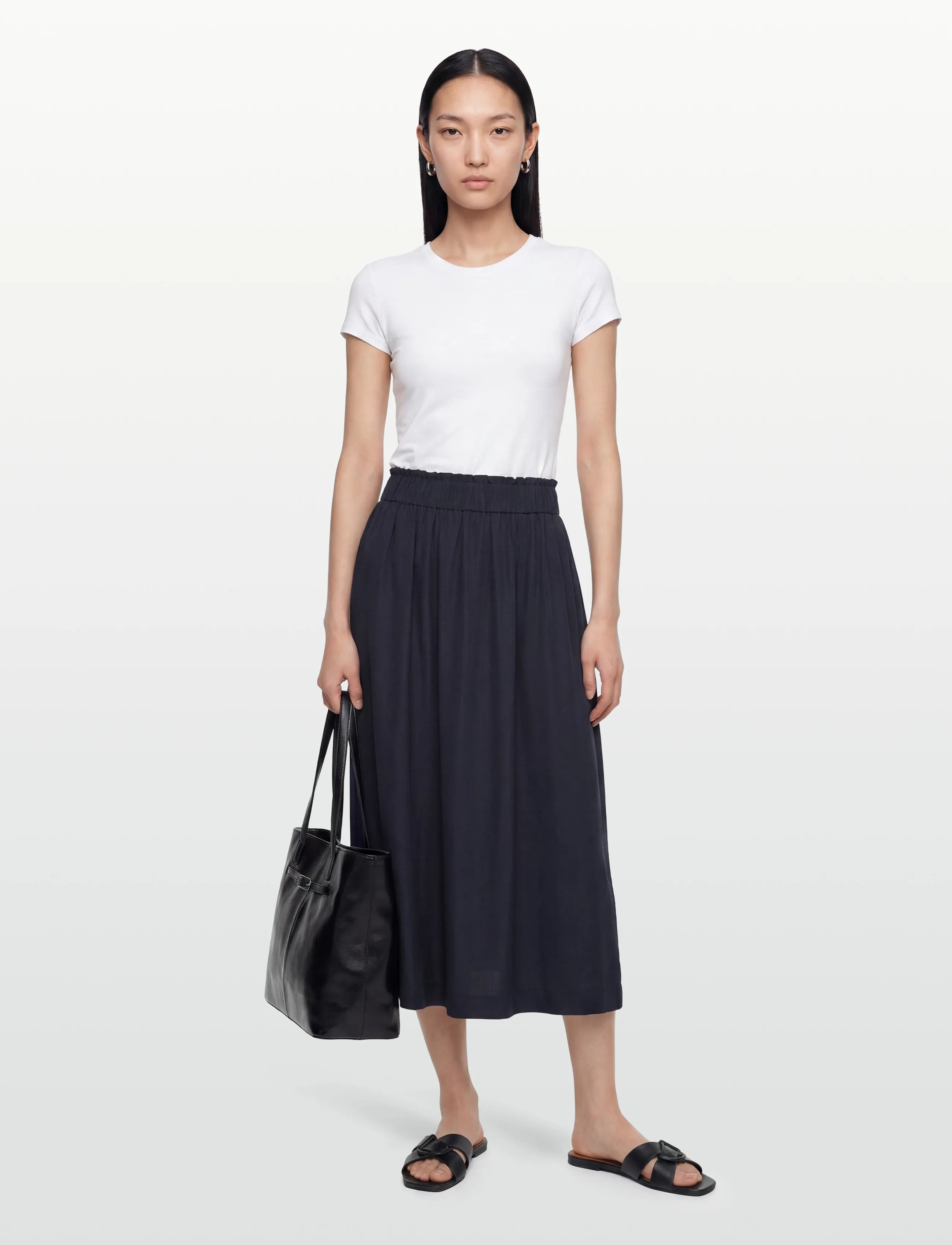 Gant FLUID TWILL PULL-ON MIDI SKIRT - Midiseelikud - EVENING BLUE / navy