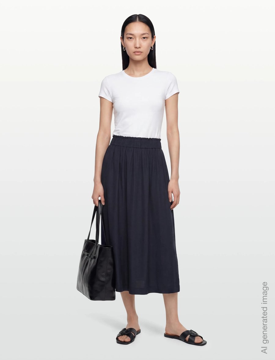 Gant - FLUID TWILL PULL-ON MIDI SKIRT - midi-röcke - evening blue - 0