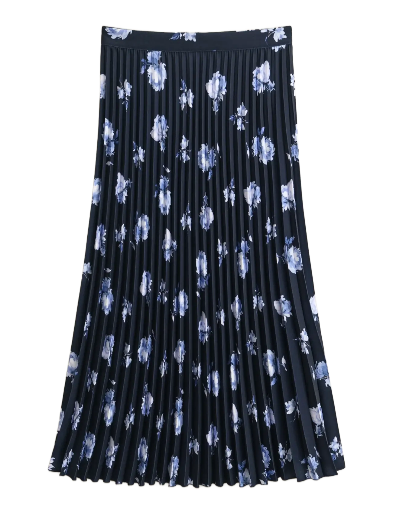 Gant Floral Printed Pleated Skirt, 36, Röcke, Marineblau - Knee-length & Midi Frauen