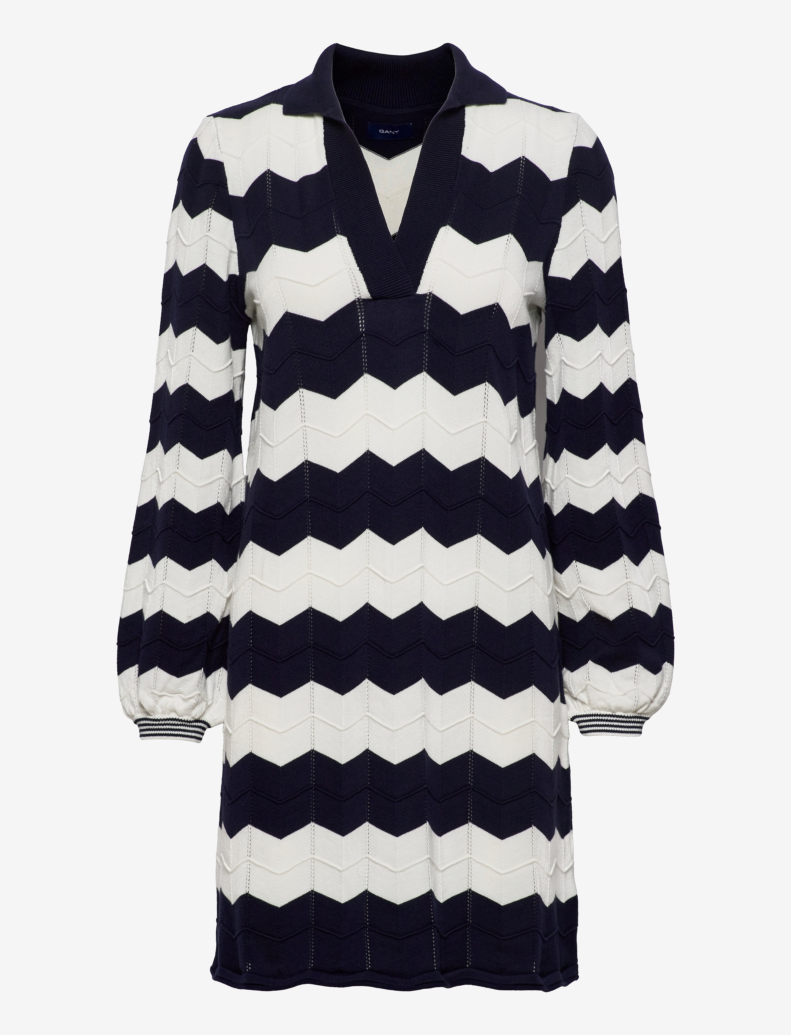 GANT - D1. ZIGZAG KNIT DRESS - evening blue - 0