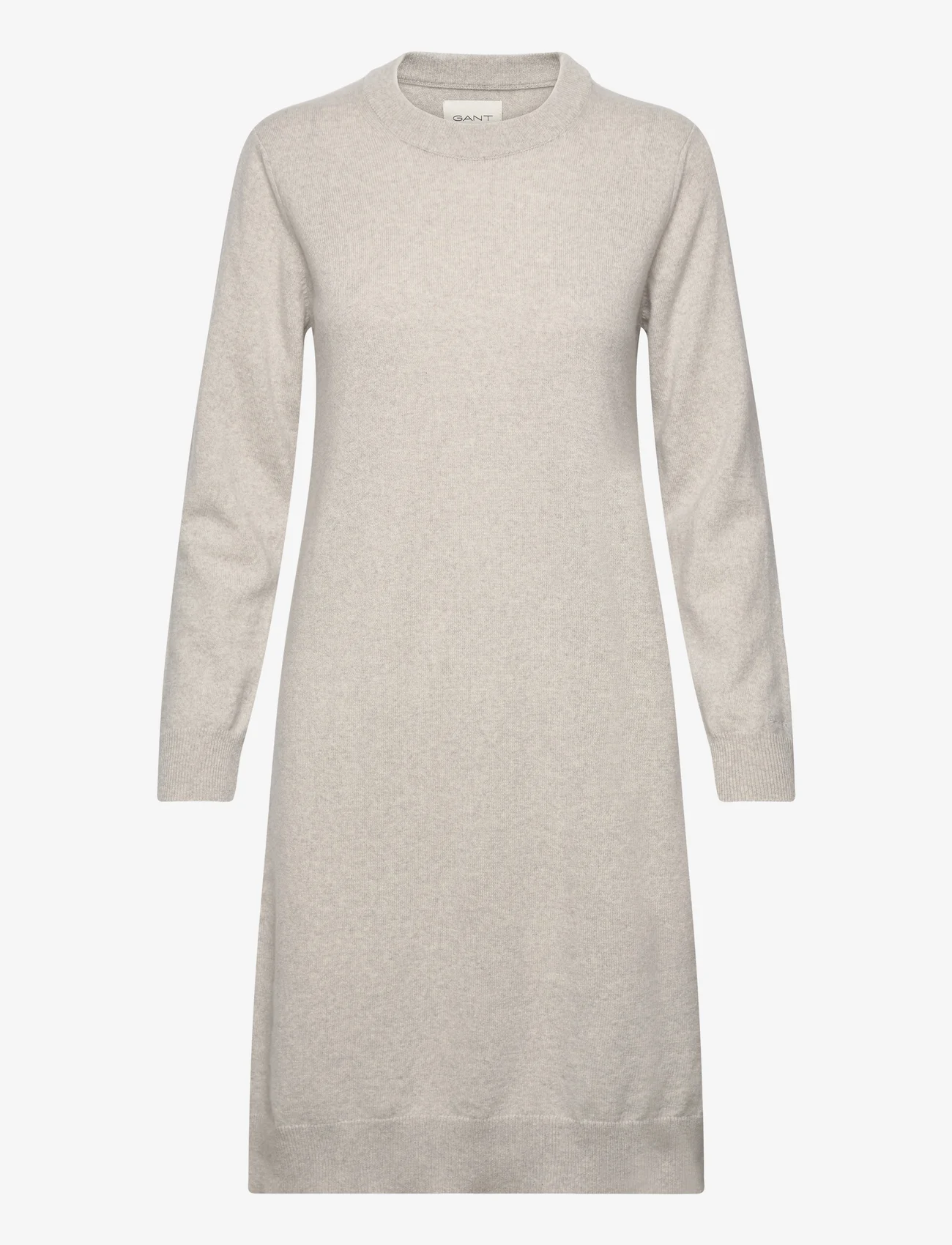 GANT - SUPERFINE LAMBSWOOL DRESS - knitted dresses - light grey melange - 0
