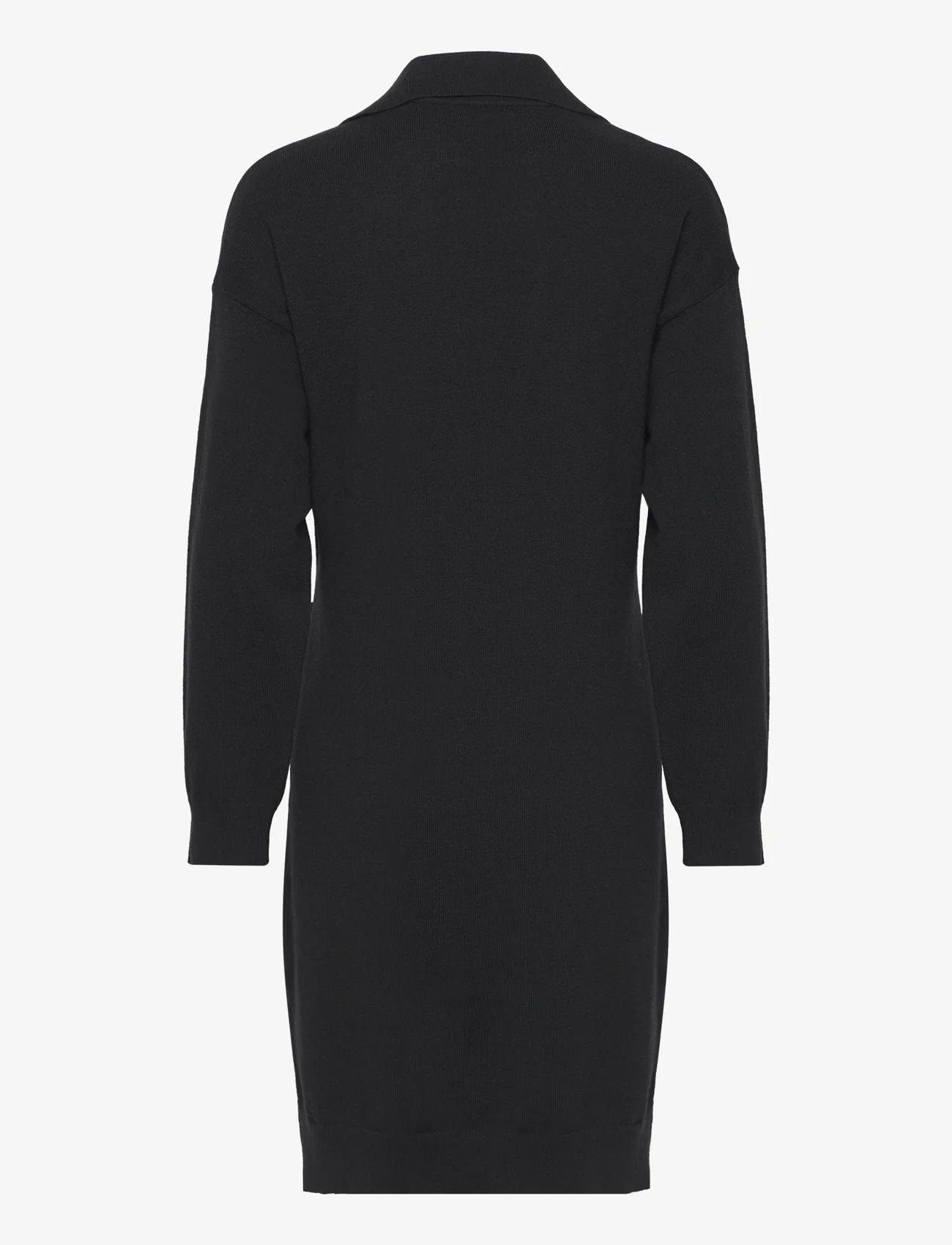 GANT - SUPERFINE LAMBSWOOL RUGGER DRESS - knitted dresses - black - 1
