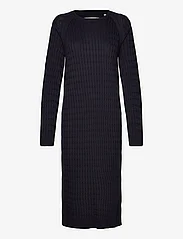 GANT - CABLE C-NECK DRESS - knitted dresses - evening blue - 0
