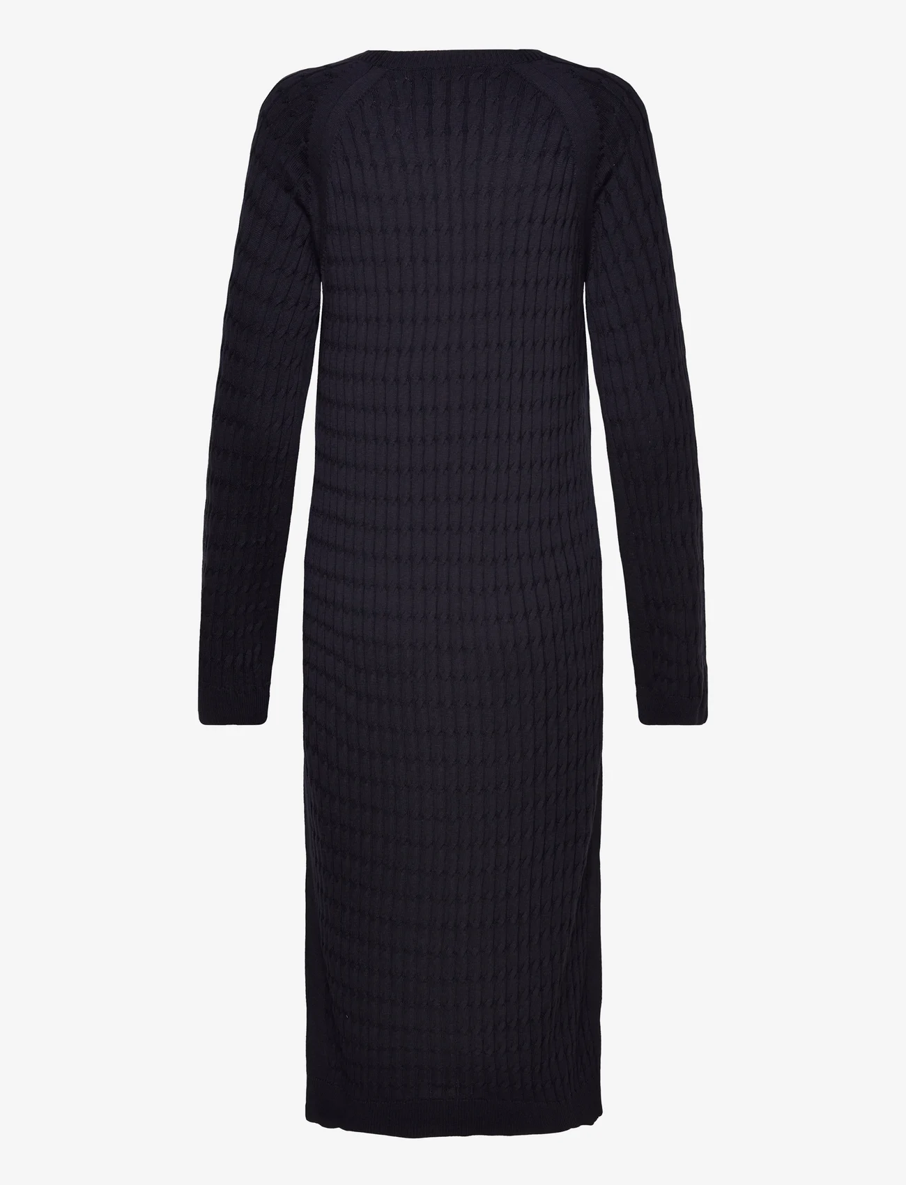 GANT - CABLE C-NECK DRESS - knitted dresses - evening blue - 1