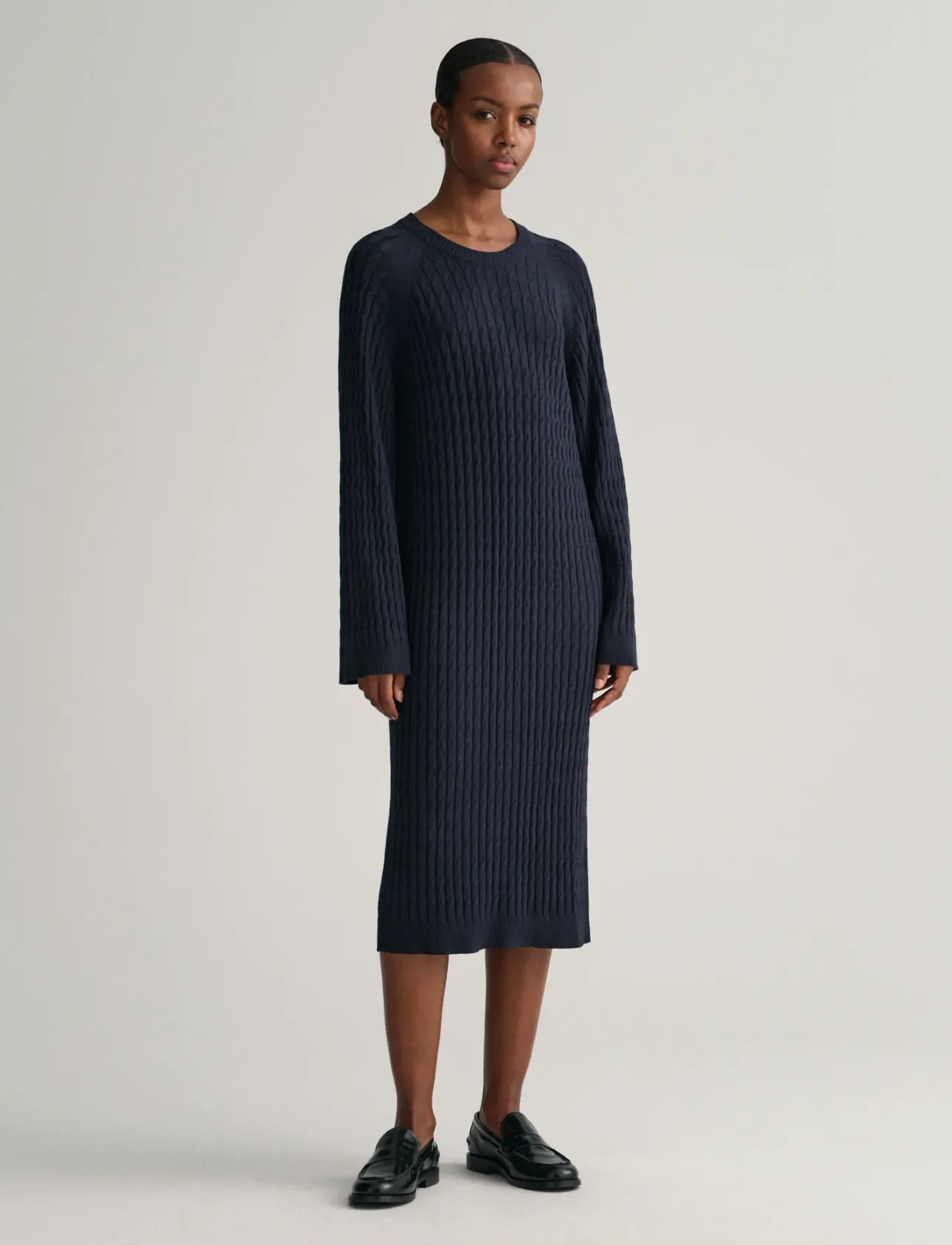 GANT CABLE C-NECK DRESS - Kampaania - EVENING BLUE / navy