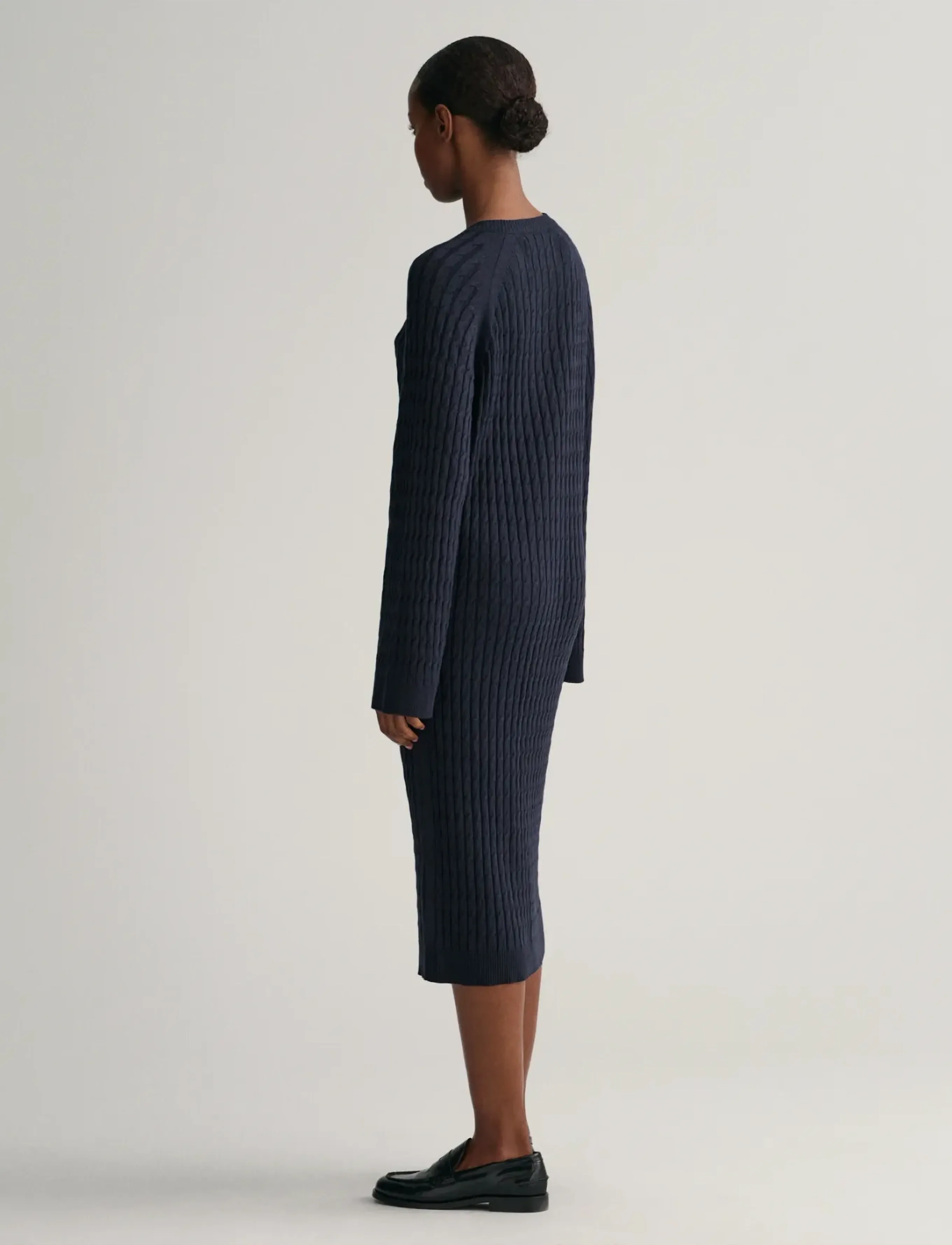GANT - CABLE C-NECK DRESS - evening blue - 3