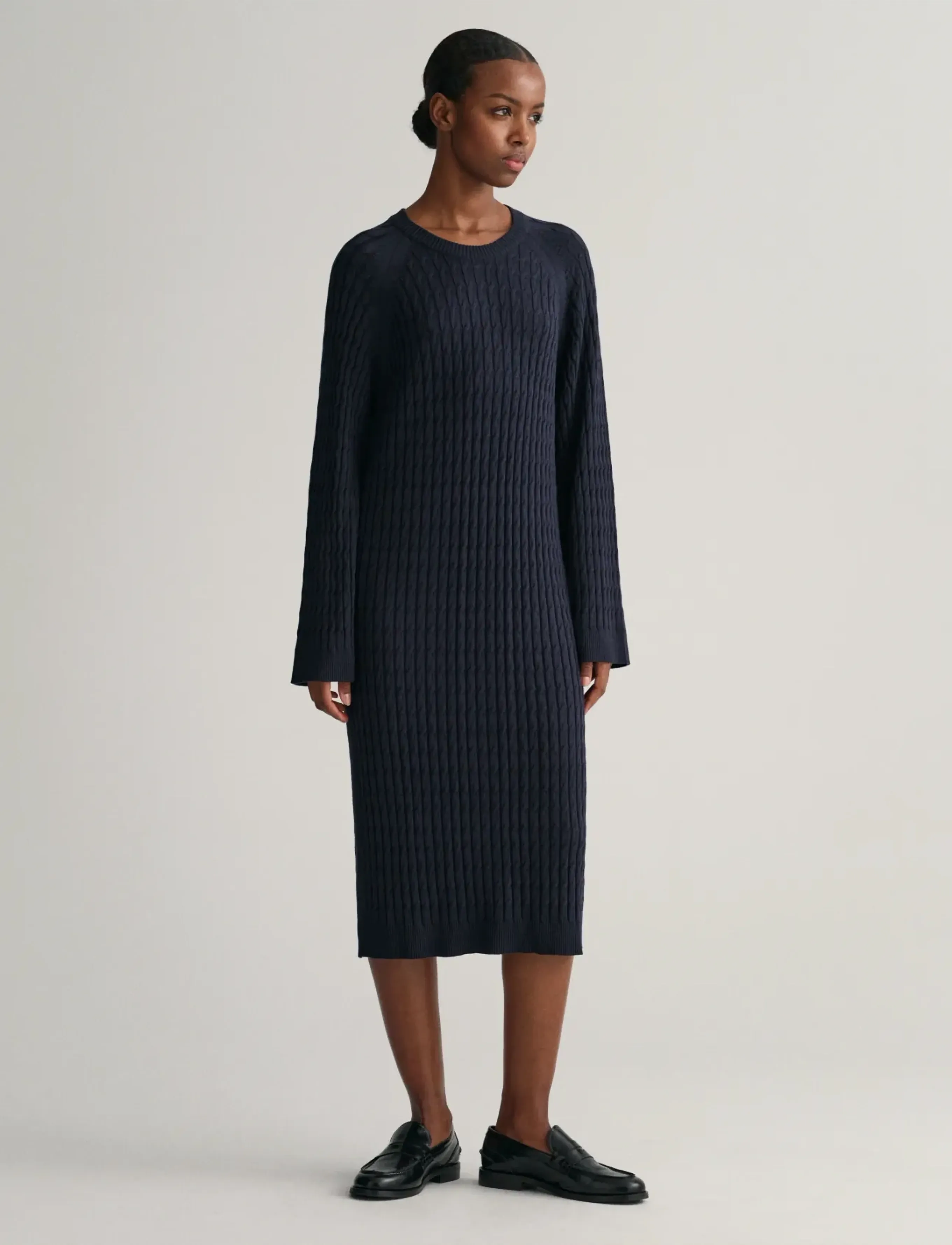 GANT - CABLE C-NECK DRESS - evening blue - 5