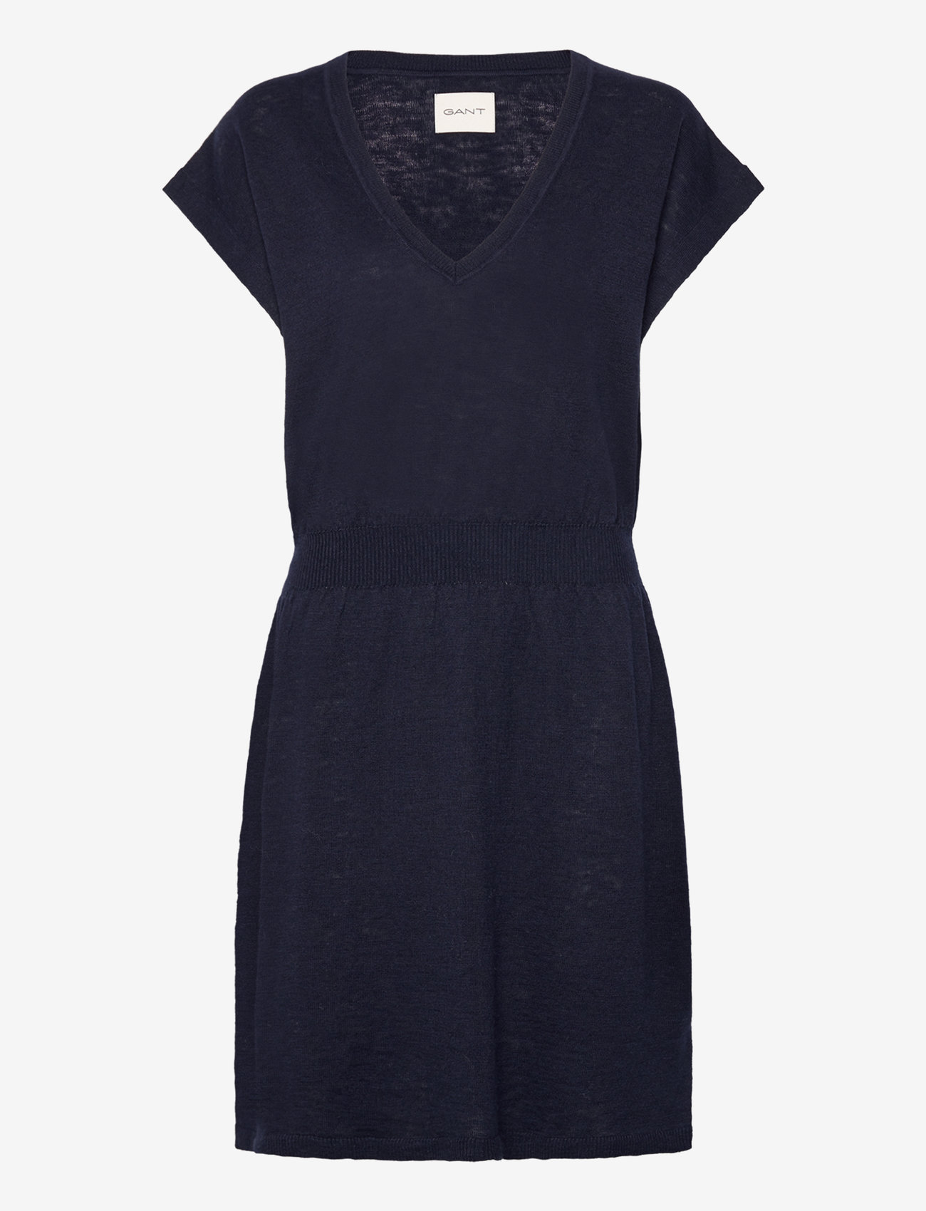 GANT - LINEN BLEND DRESS - knitted dresses - evening blue - 0