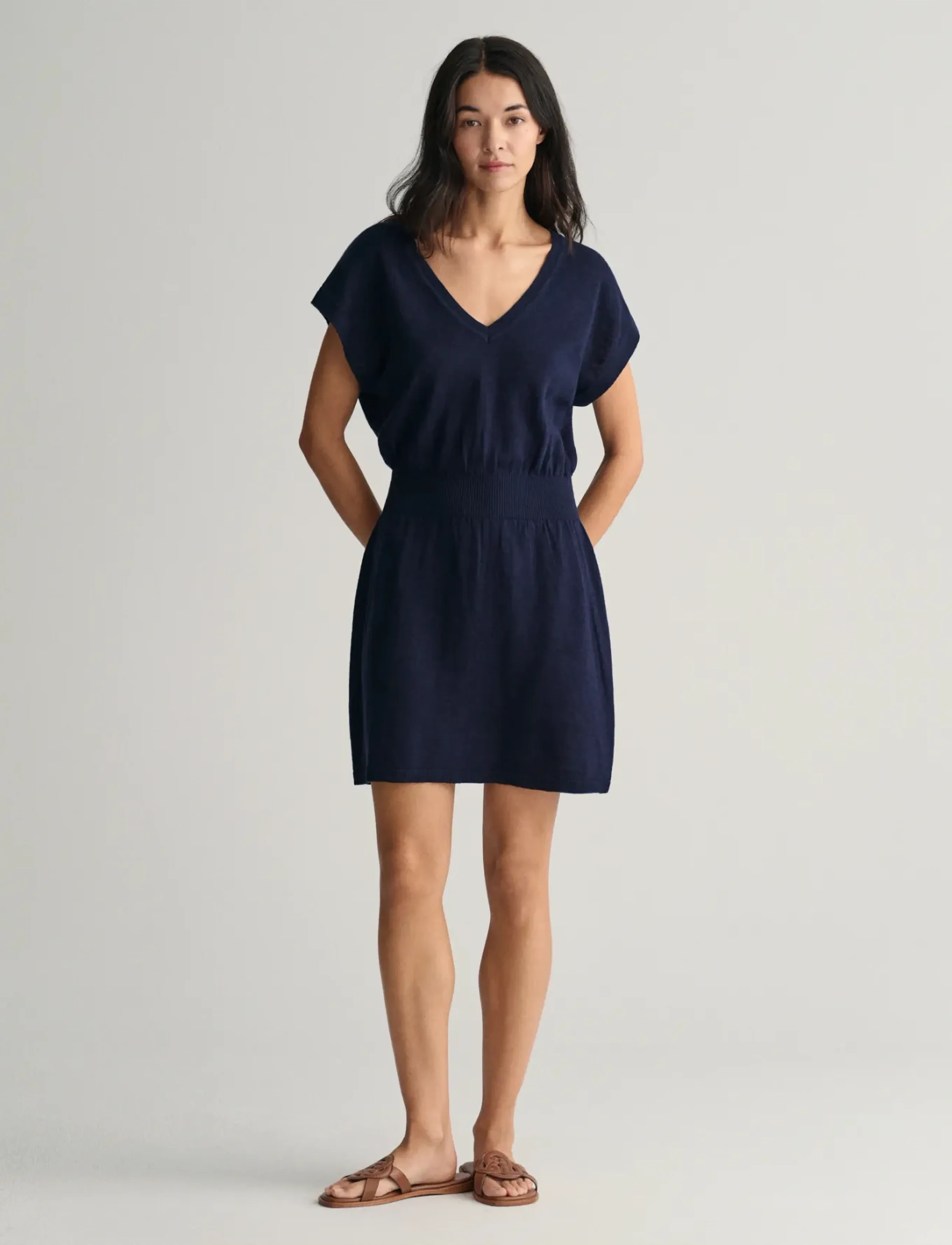 GANT - LINEN BLEND DRESS - evening blue - 5