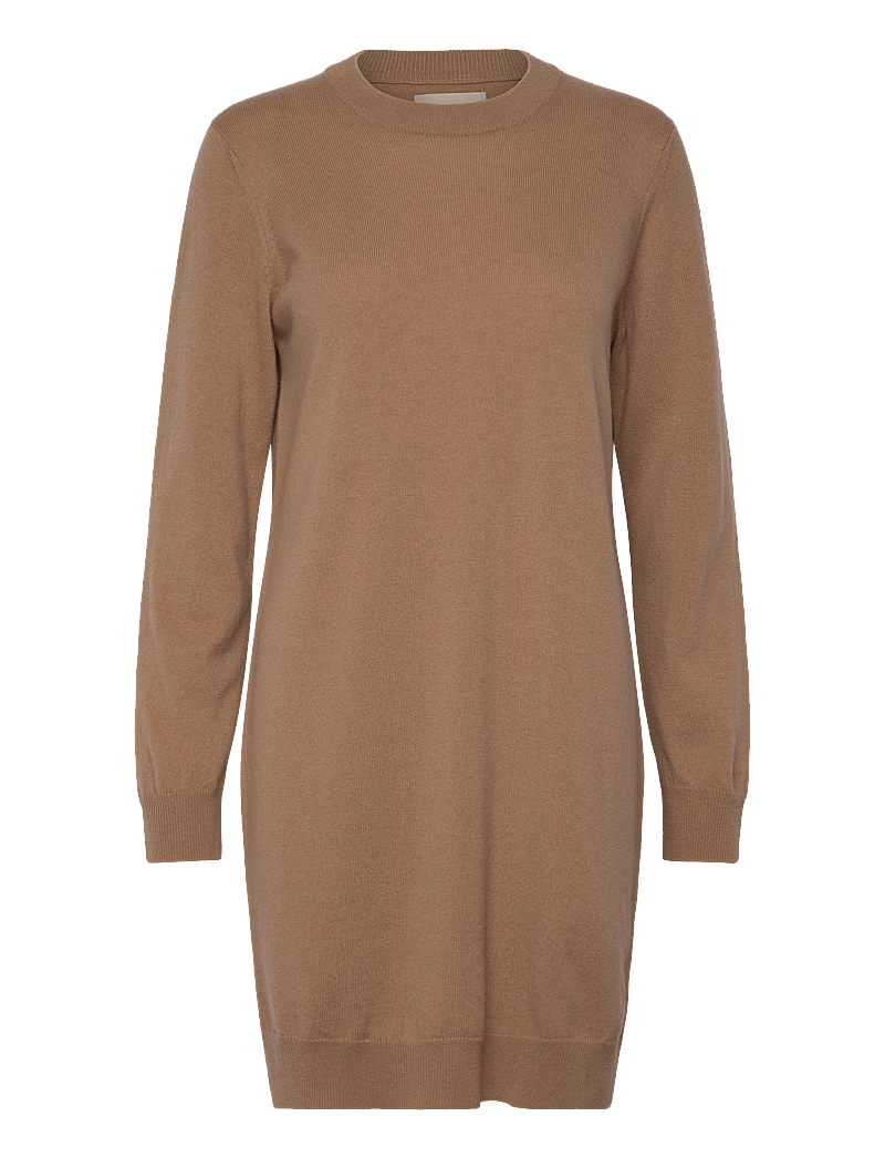 GANT - SUPERFINE LAMBSWOOL DRESS - stickade klänningar - caramel beige - 1