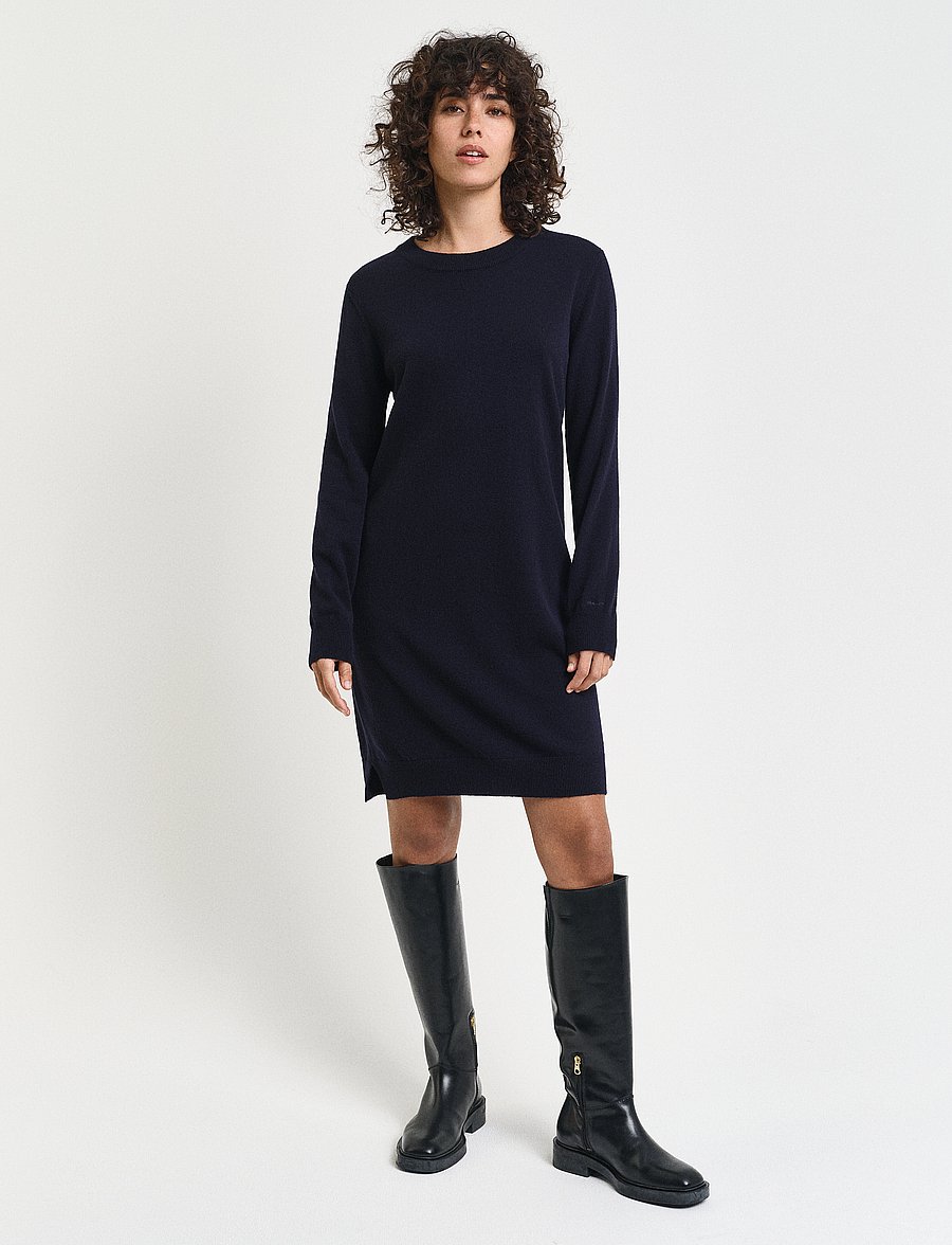 Gant - SUPERFINE LAMBSWOOL DRESS - strickkleider - evening blue - 0