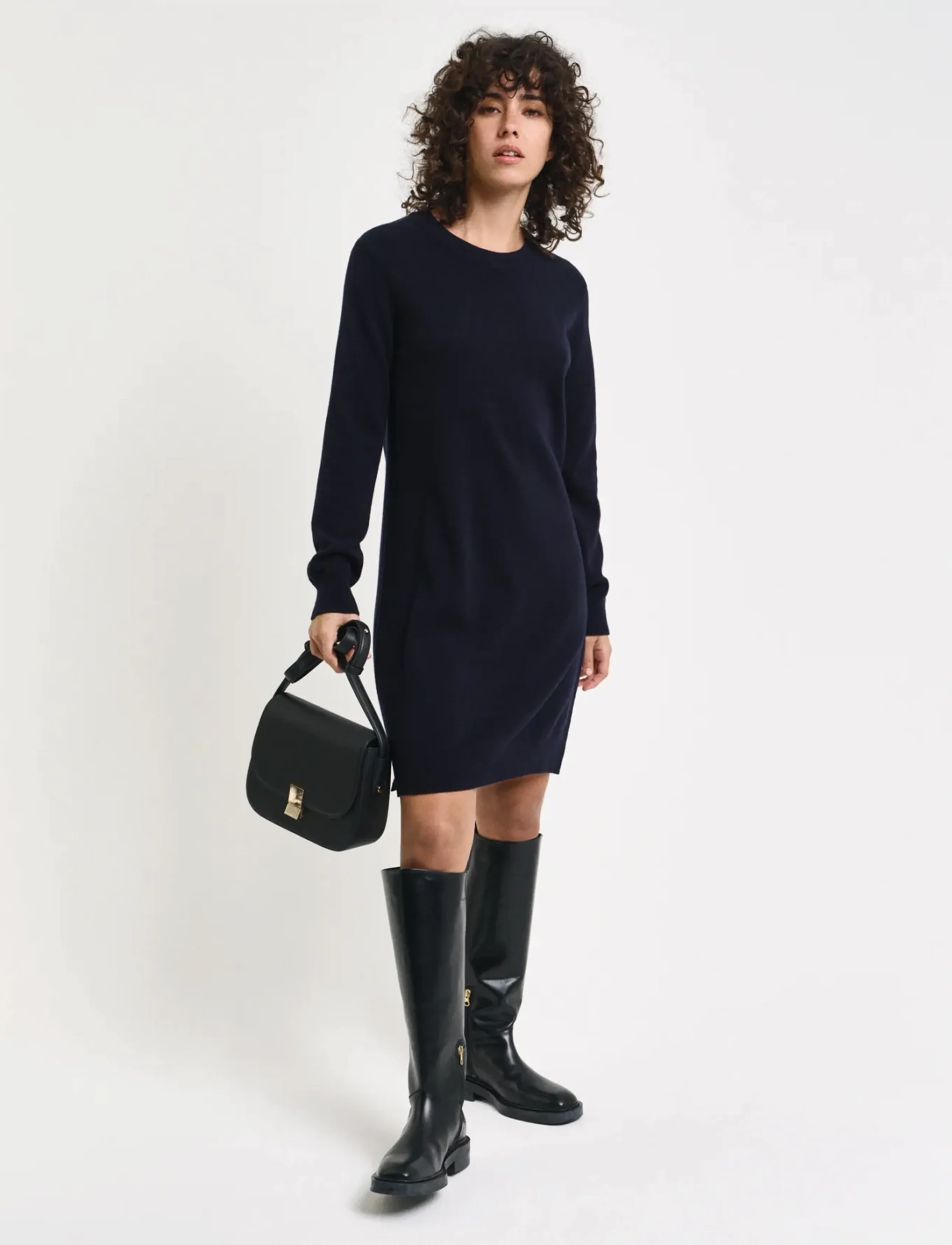 Gant - SUPERFINE LAMBSWOOL DRESS - strikkjoler - evening blue - 5
