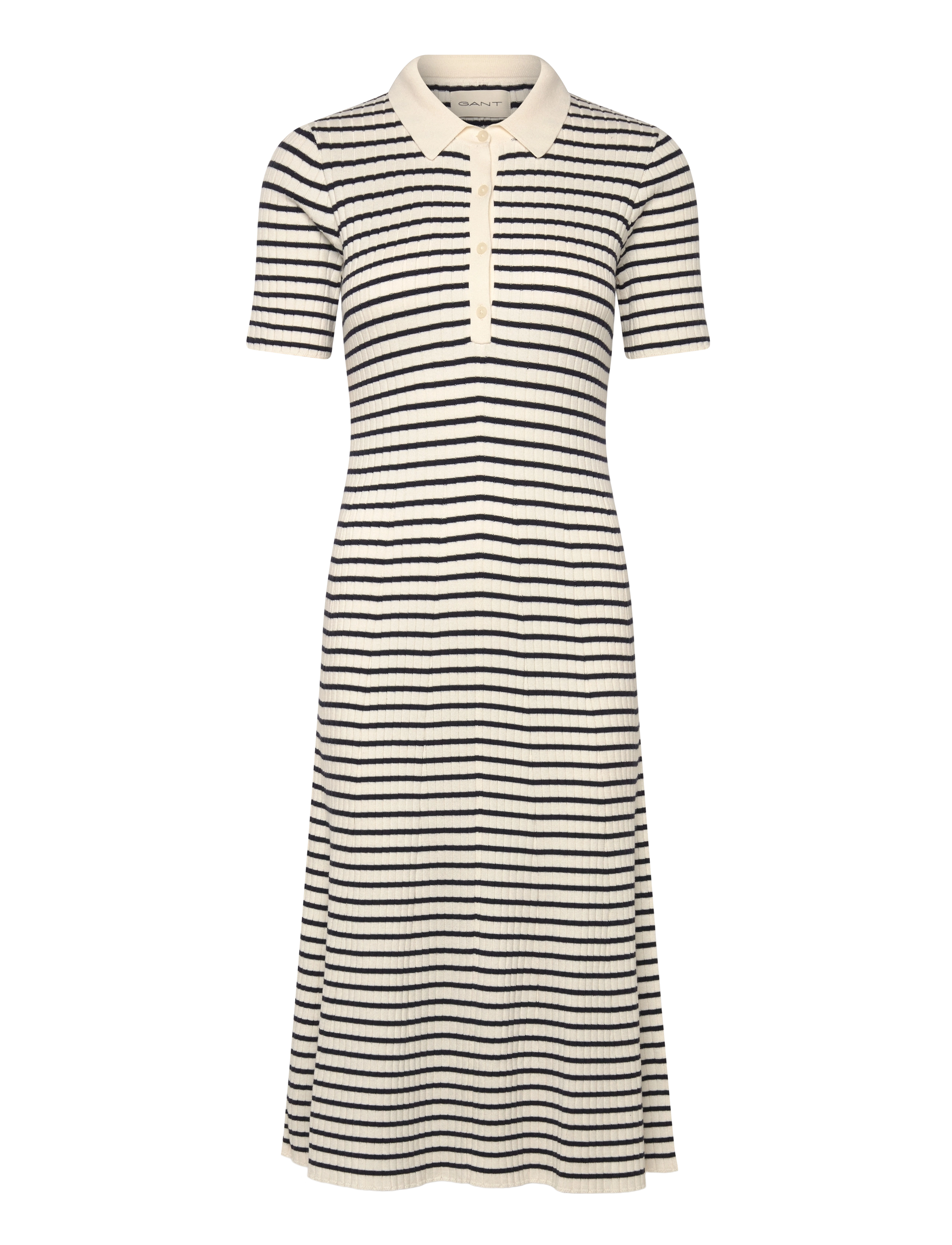 GANT Rib Knit Gestreift Rugger Ss Kleid Cream - XL - Damen