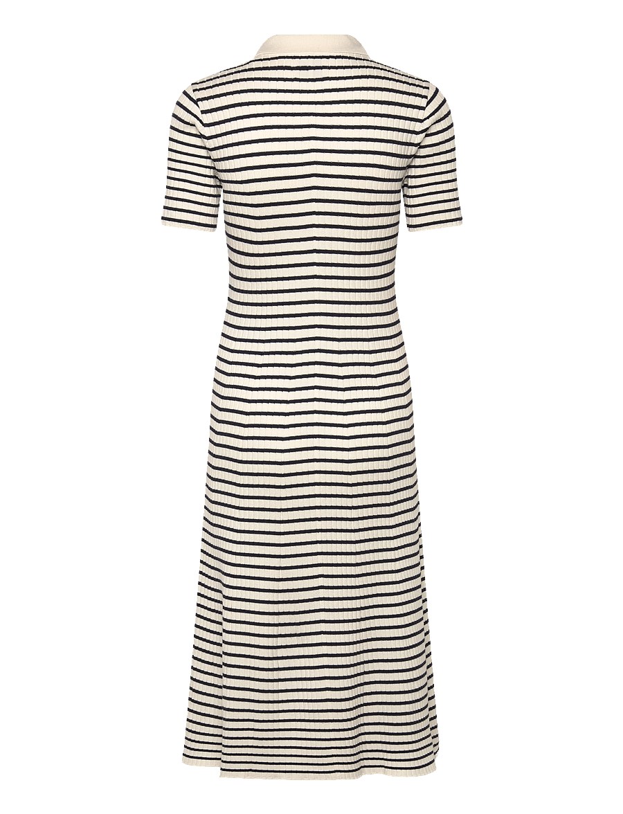 Gant - RIB KNIT STRIPED RUGGER SS DRESS - shirt dresses - evening blue - 2