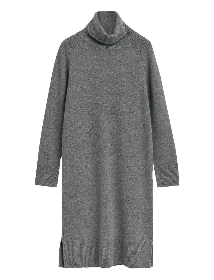 Gant - DETAIL TURTLENECK DRESS - kashmir - charcoal melange - 1