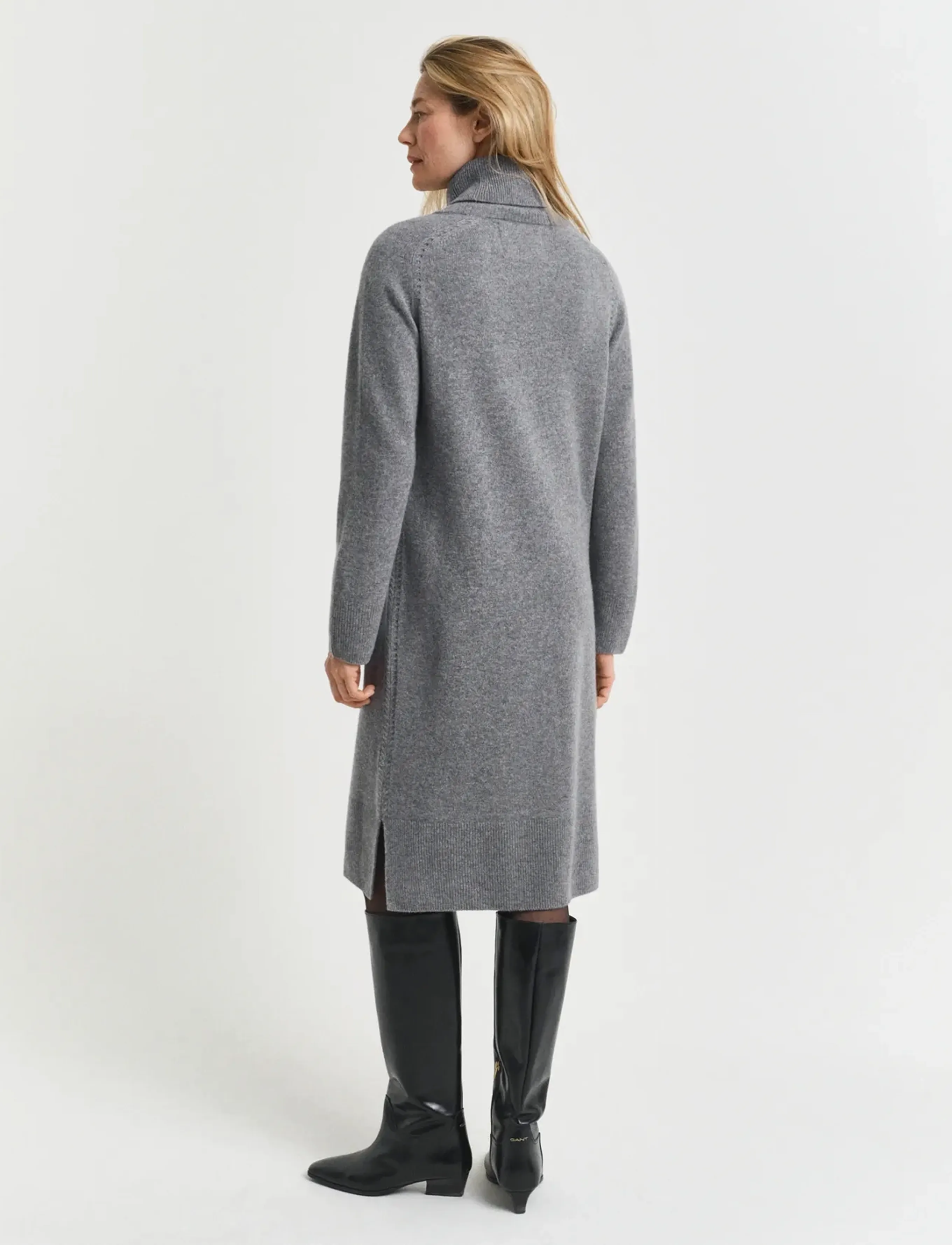 Gant - DETAIL TURTLENECK DRESS - kashmir - charcoal melange - 2