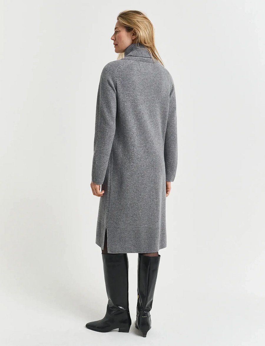 Gant - DETAIL TURTLENECK DRESS - kashmir - charcoal melange - 2