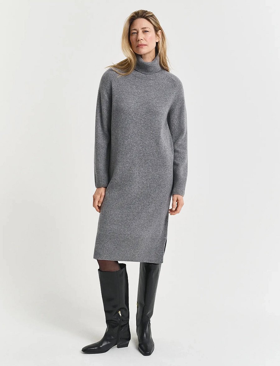 Gant - DETAIL TURTLENECK DRESS - kashmir - charcoal melange - 3