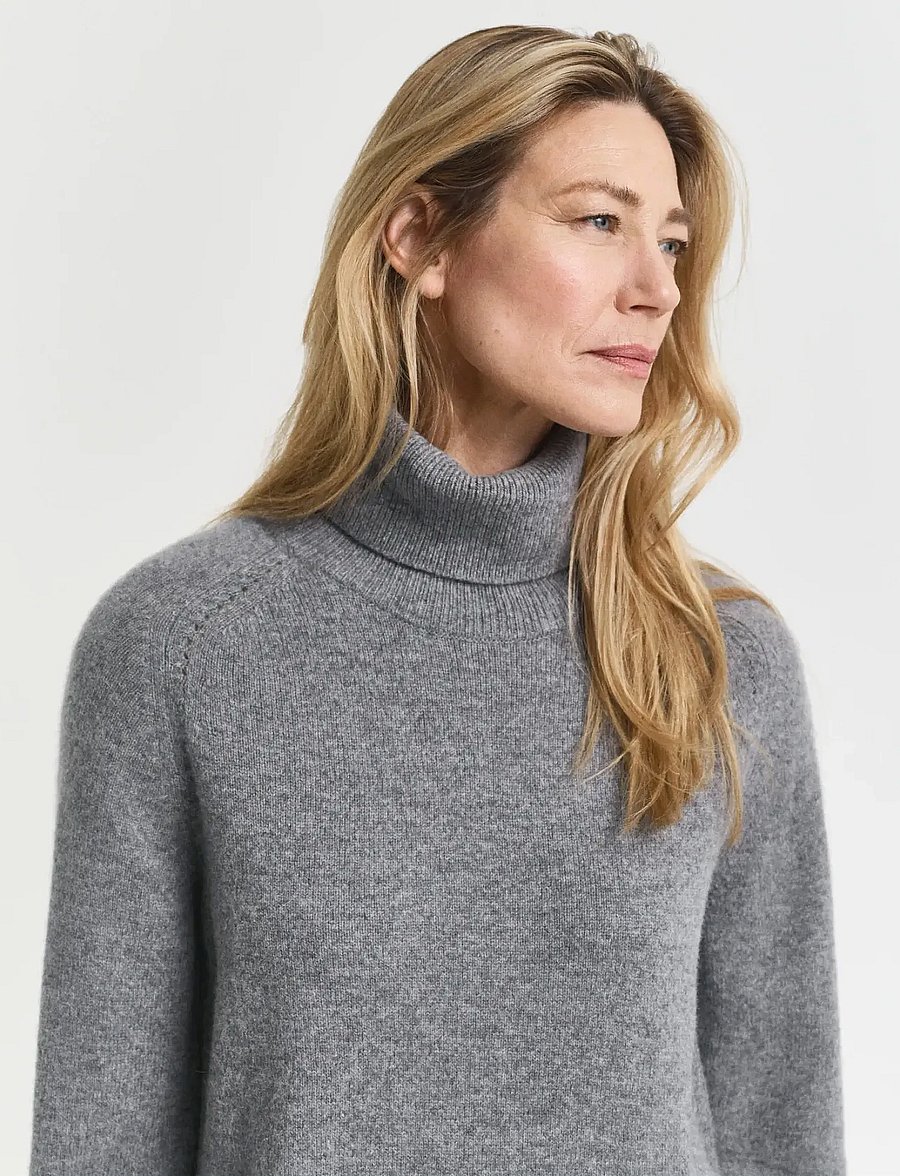 Gant - DETAIL TURTLENECK DRESS - kashmir - charcoal melange - 5