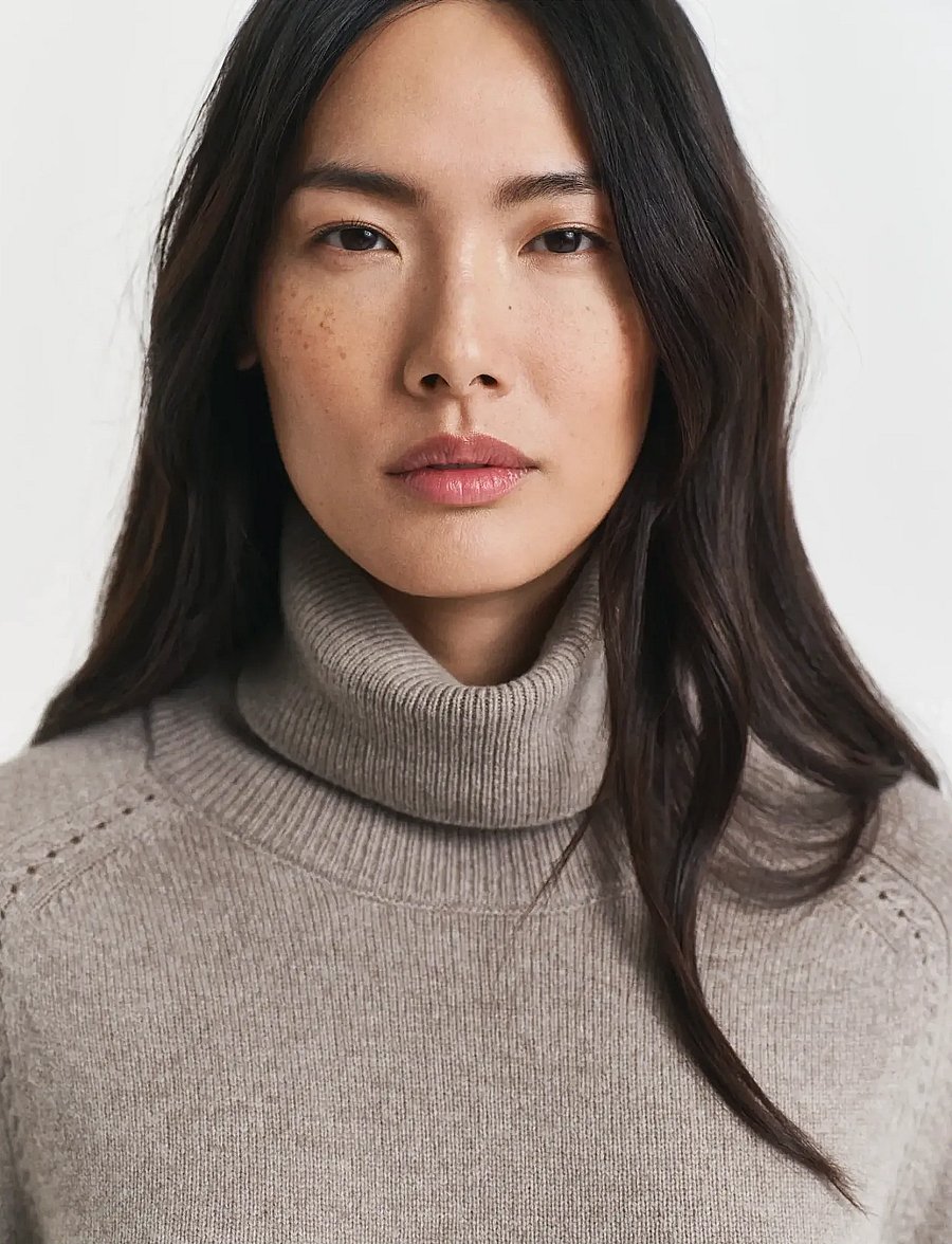 Gant - DETAIL TURTLENECK DRESS - cashmere - taupe beige - 5
