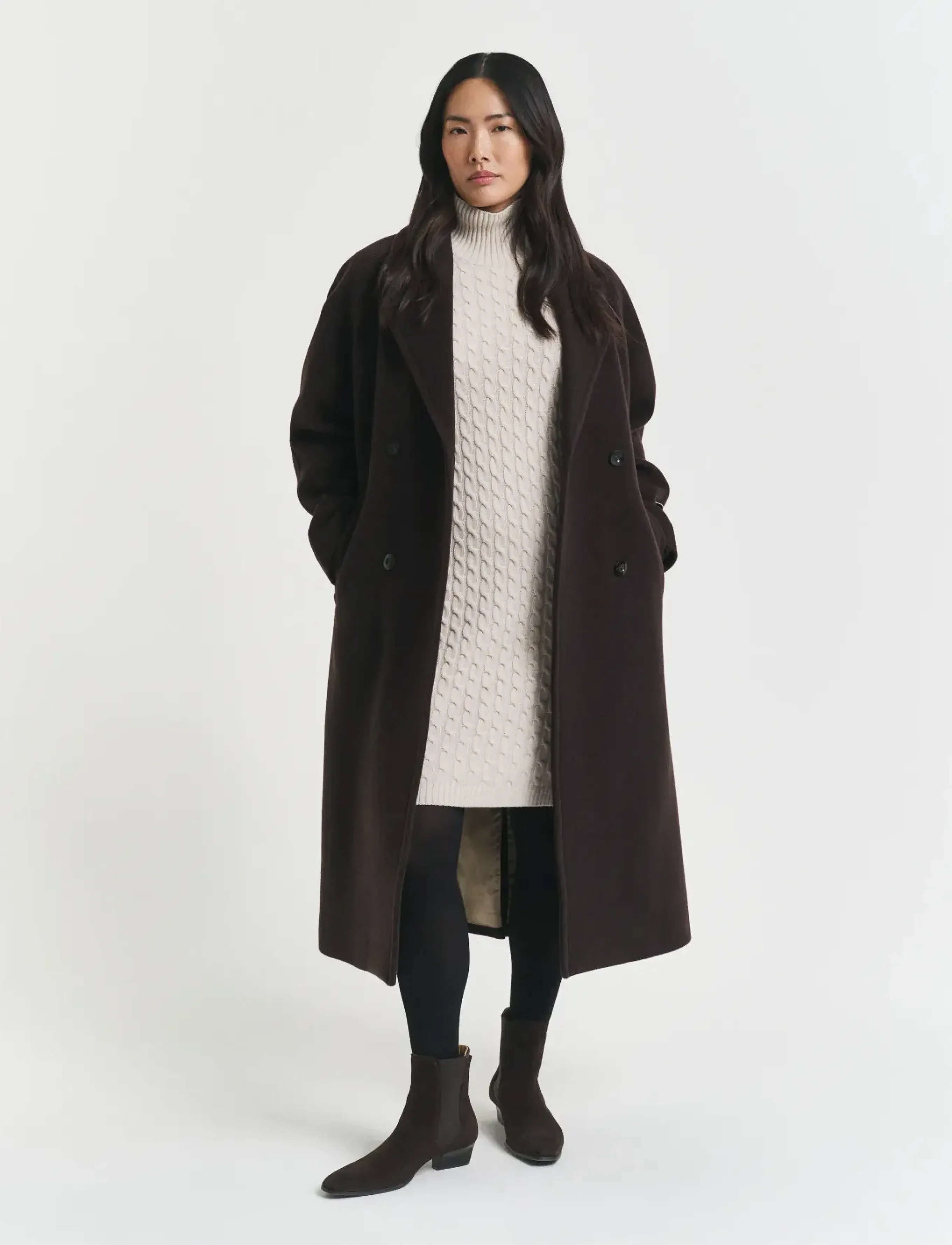 Gant CABLE KNIT DRESS - Kjoler - SEED MELANGE / beige