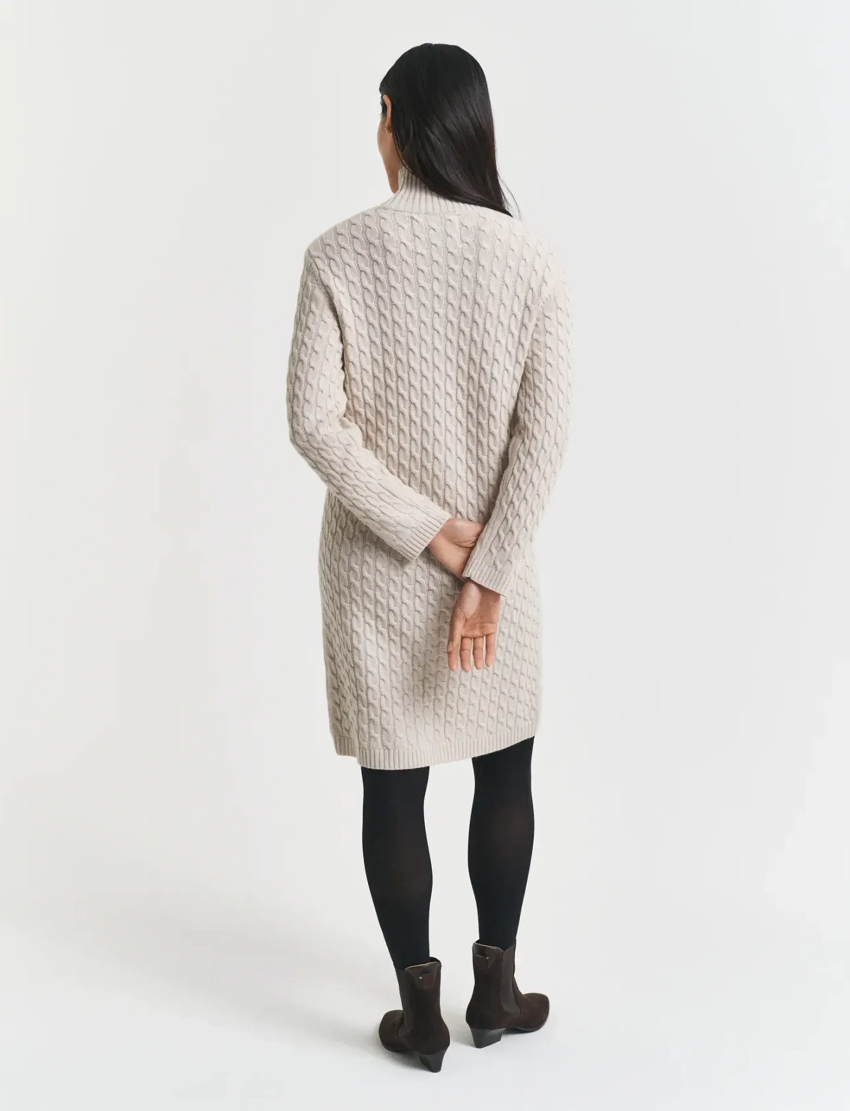 Gant - CABLE KNIT DRESS - cashmere - seed melange - 2