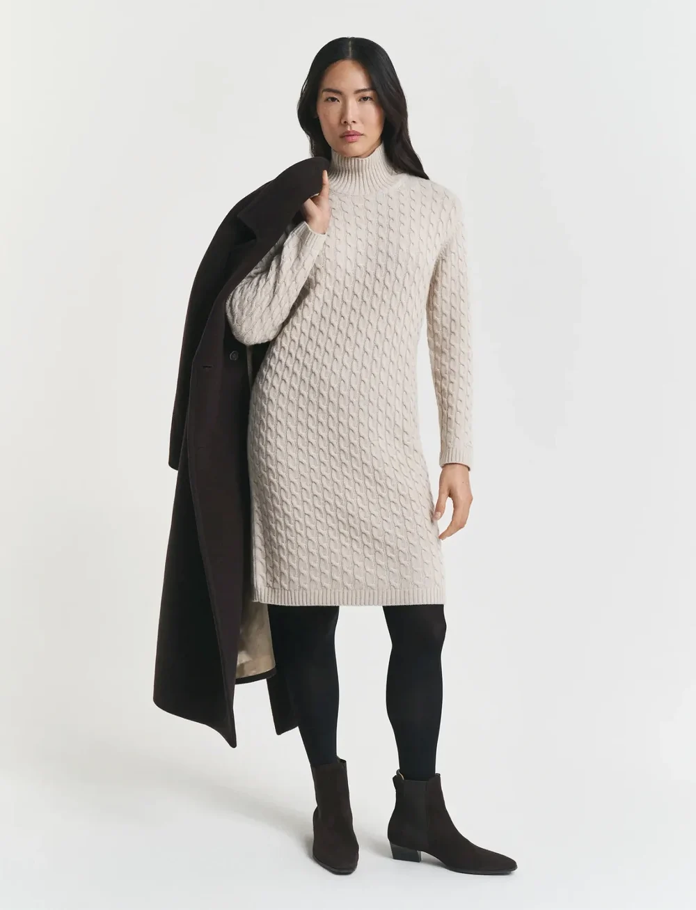 GANT - CABLE KNIT DRESS - stickade klänningar - seed melange - 3