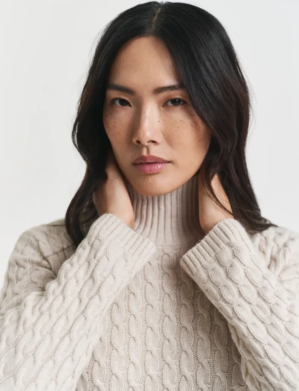 GANT - CABLE KNIT DRESS - stickade klänningar - seed melange - 5