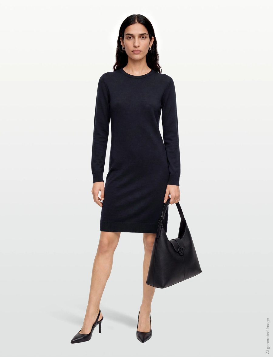 Gant - FINE MERINO KNITTED DRESS - strickkleider - evening blue - 0