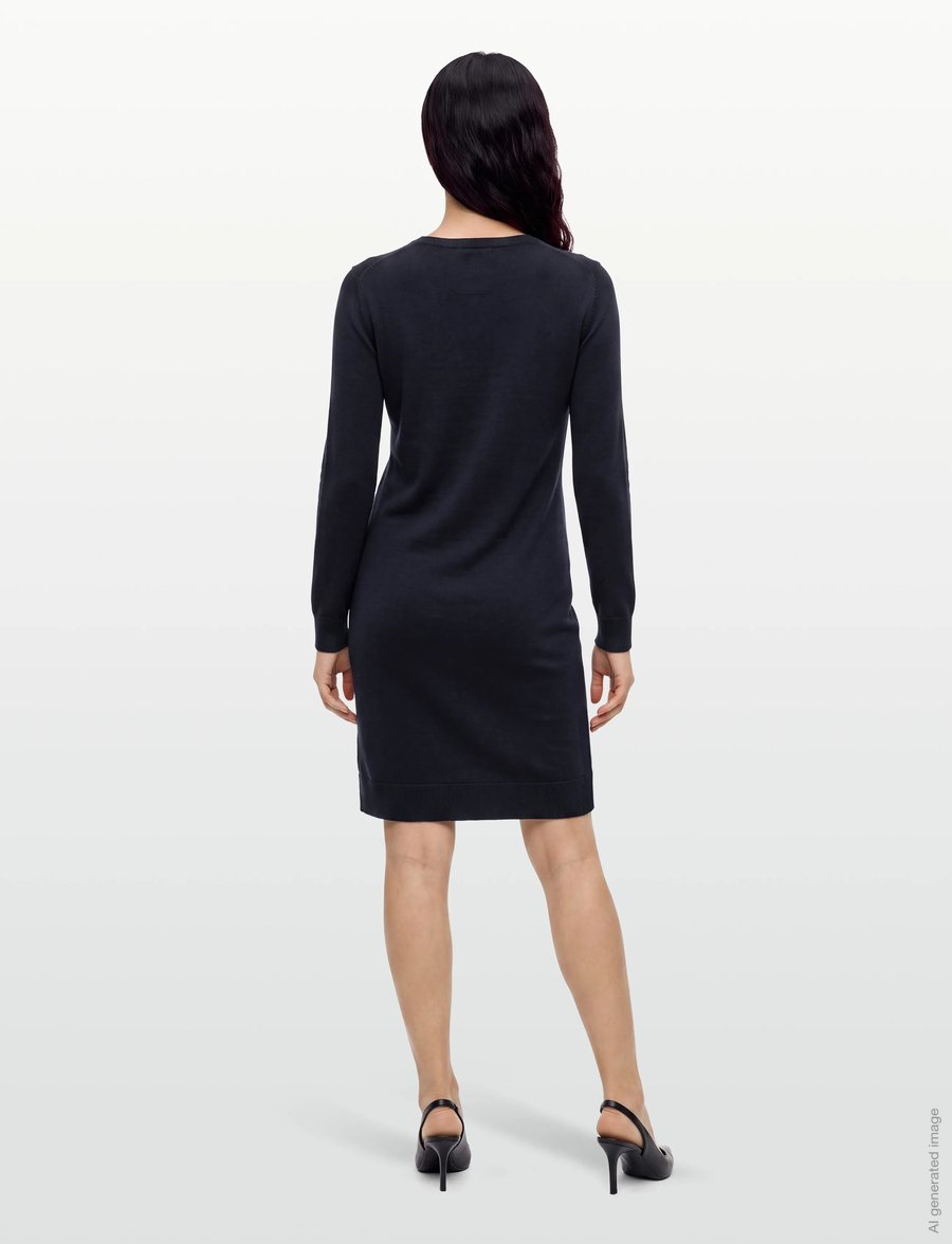 Gant - FINE MERINO KNITTED DRESS - strickkleider - evening blue - 4